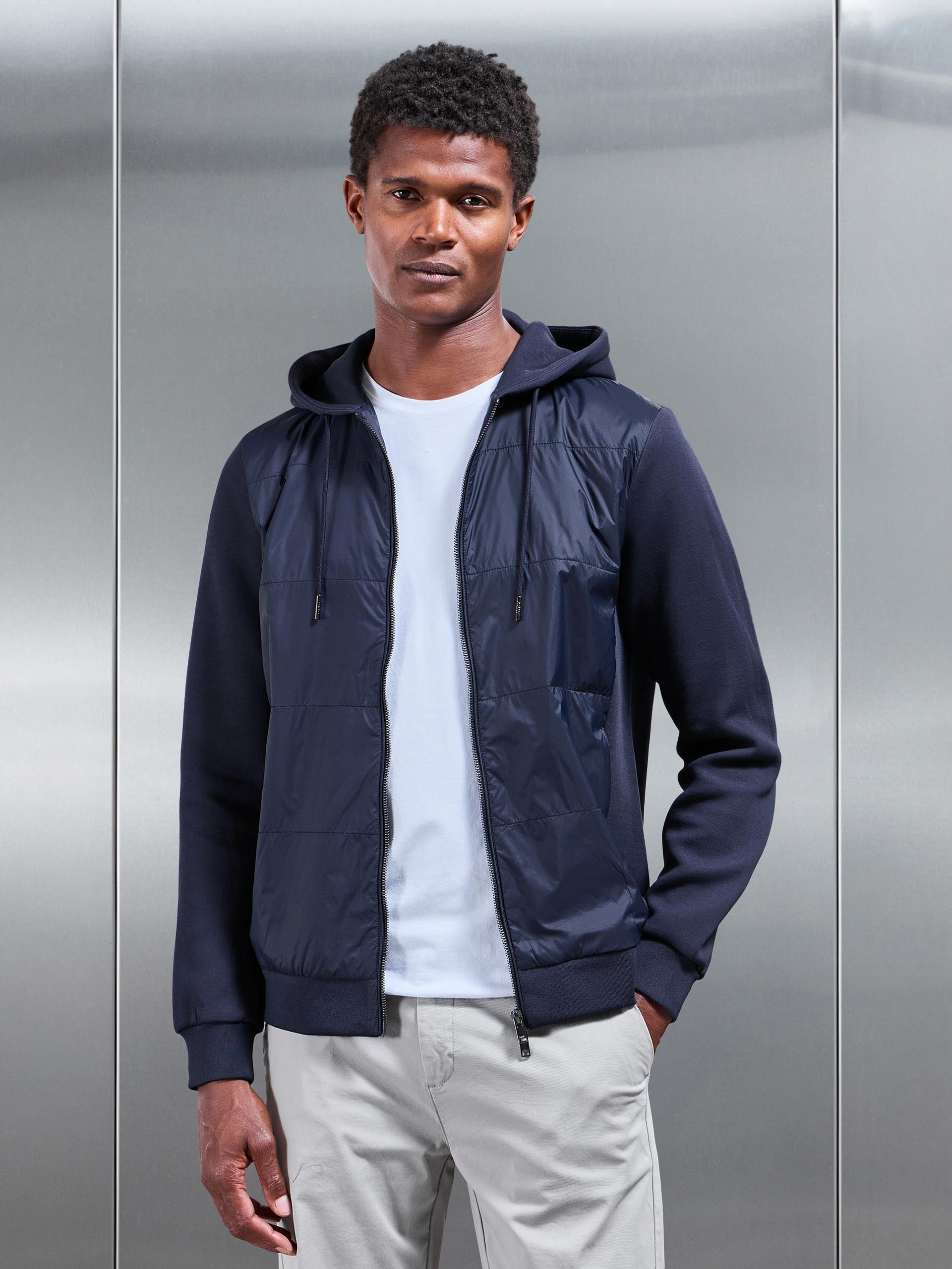 Hybrid Panel Windbreaker in Navy