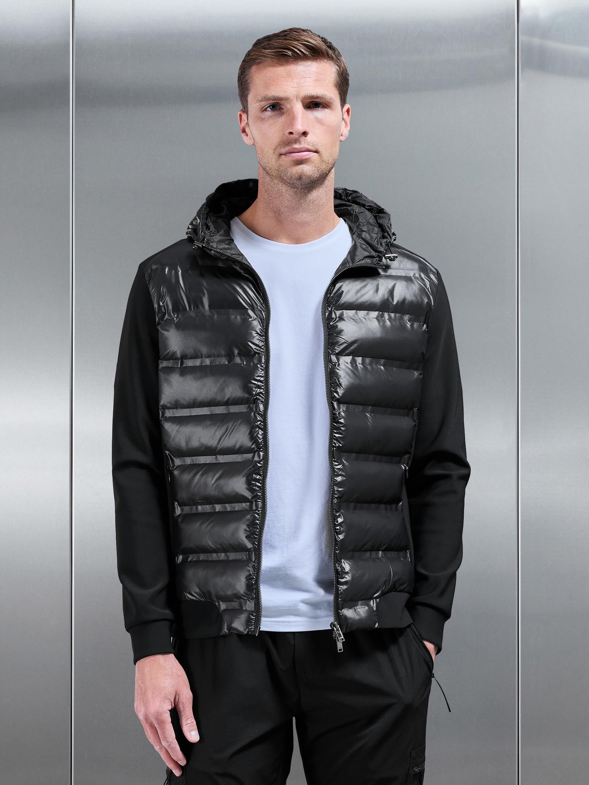 Hybrid Puffer Jacket in Black