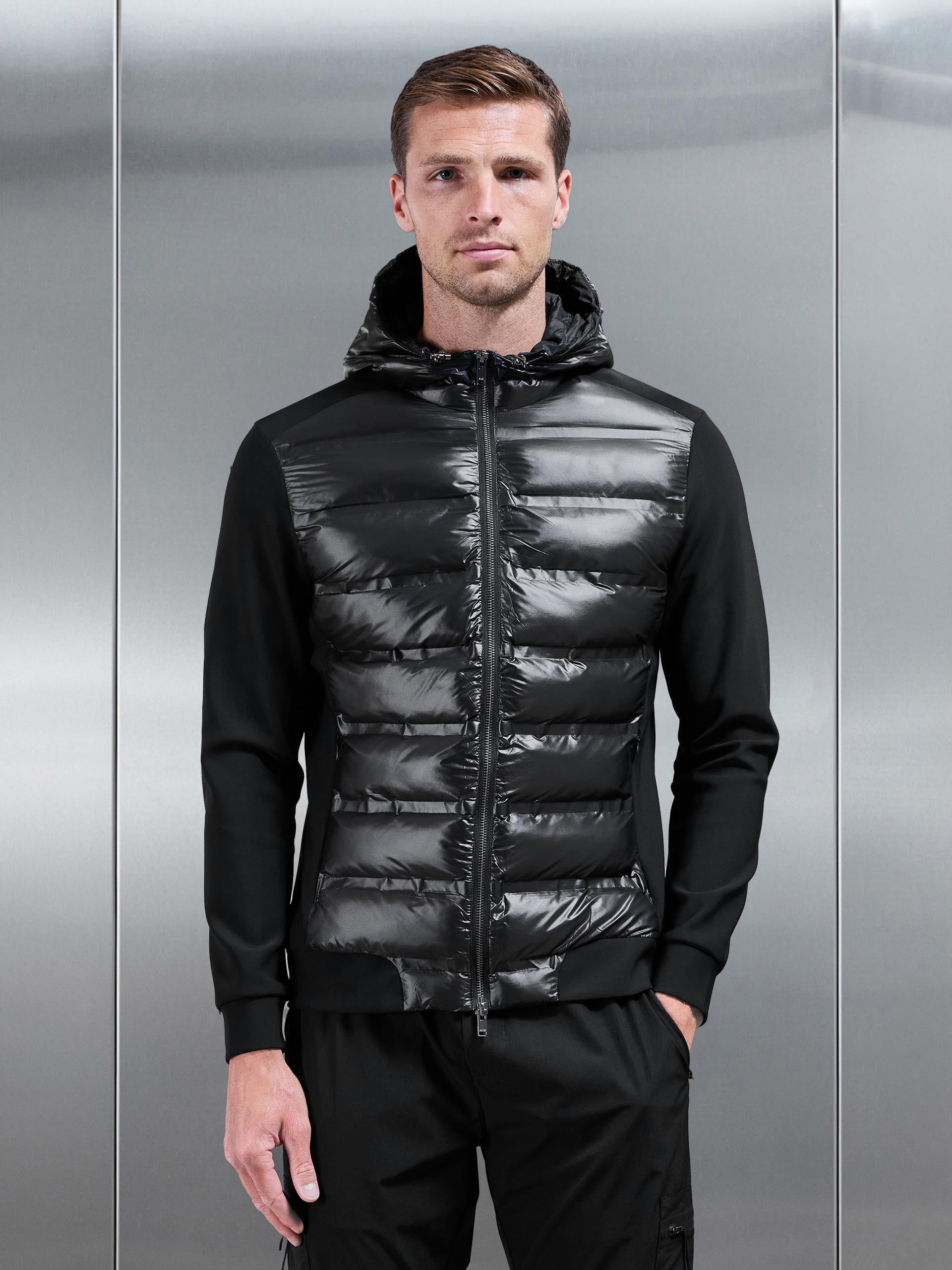 Hybrid Puffer Jacket in Black