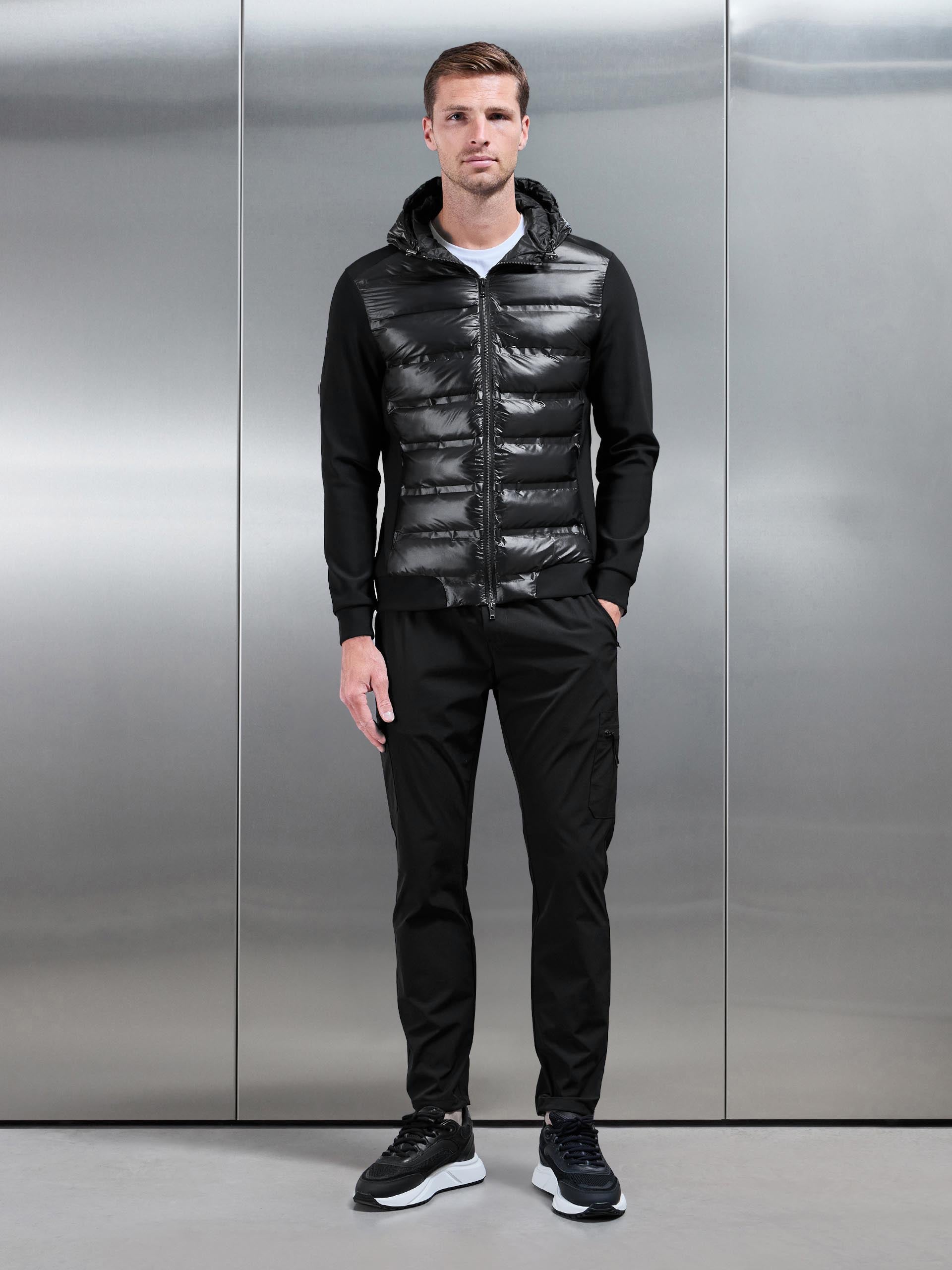 Hybrid Puffer Jacket in Black