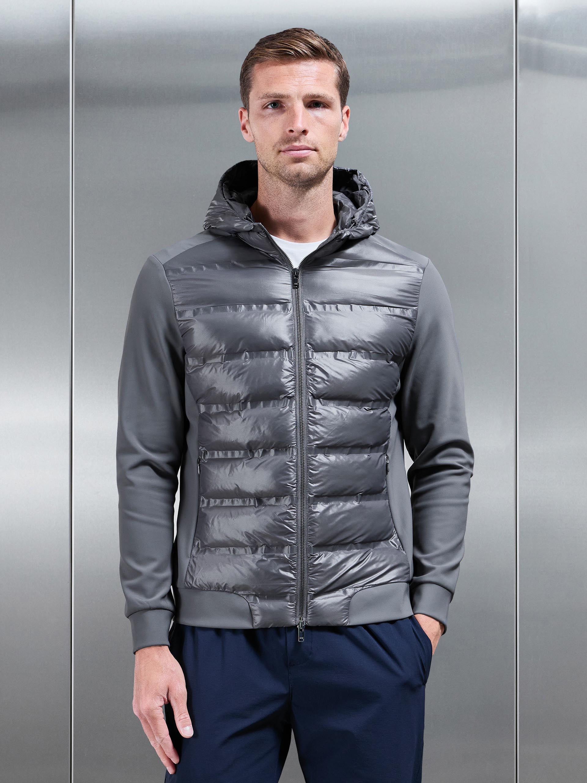 Hybrid Puffer Jacket in Grey