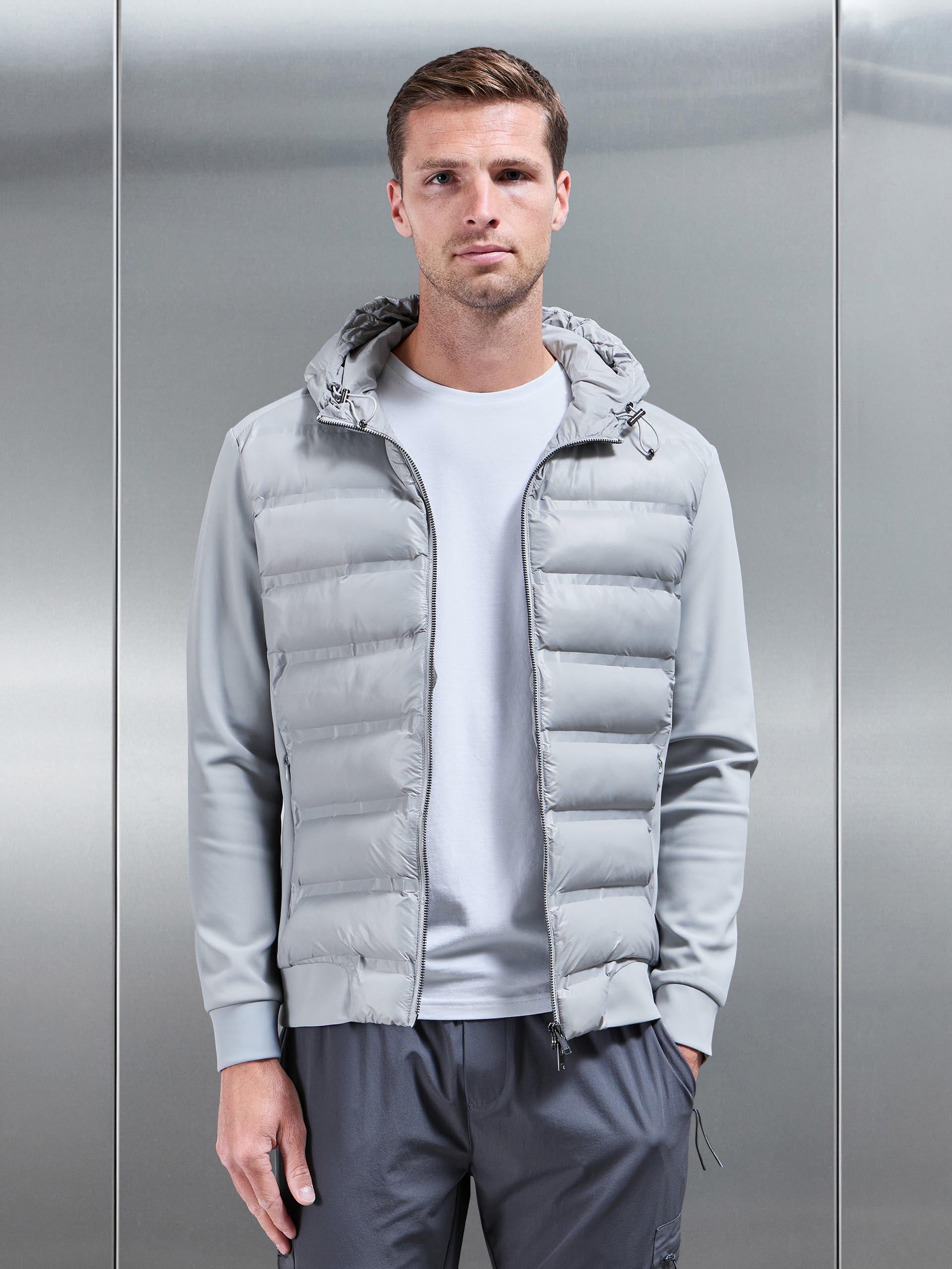 Hybrid Puffer Jacket in Mid Grey