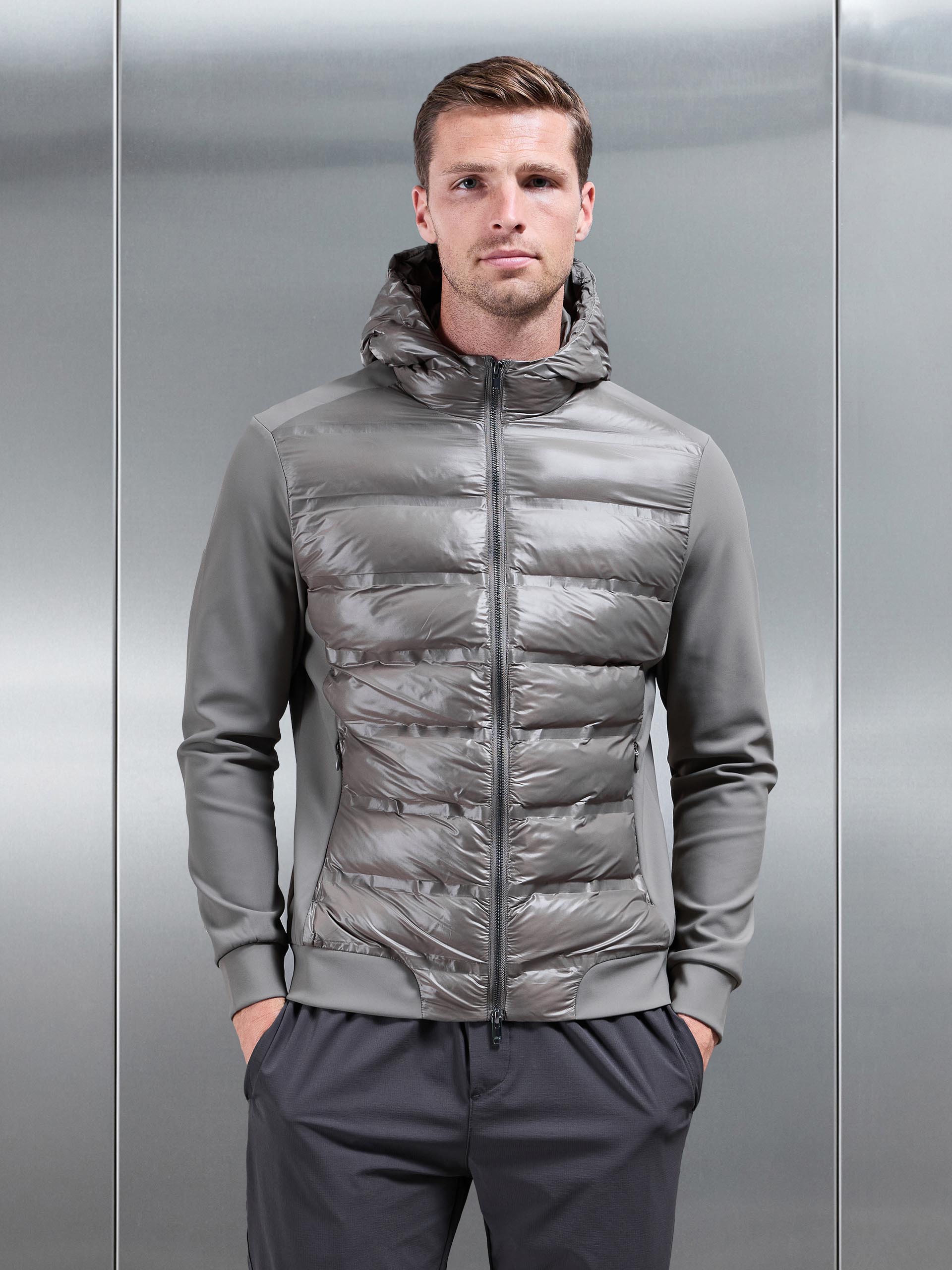 Hybrid Puffer Jacket in Olive