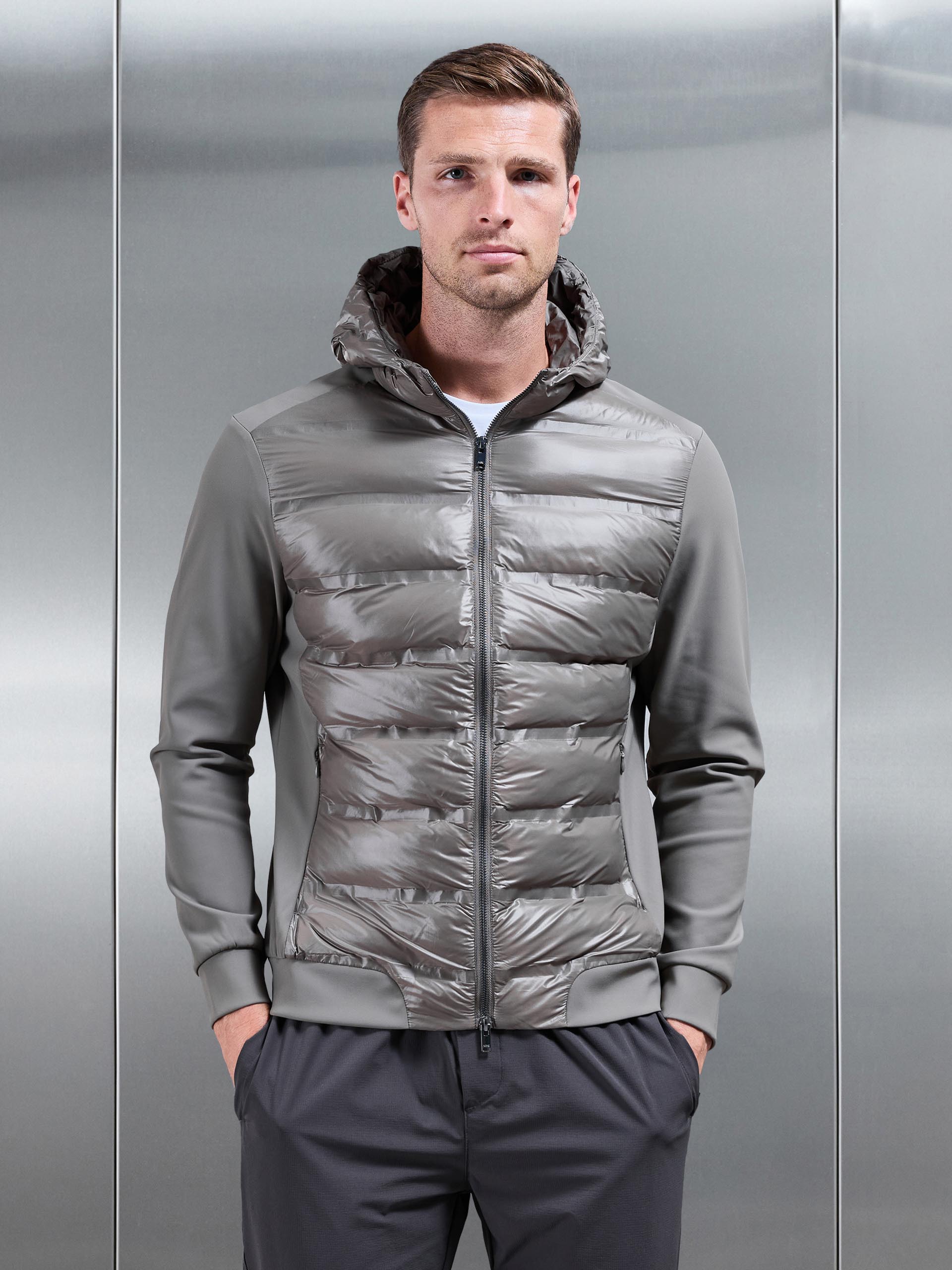 Hybrid Puffer Jacket in Olive