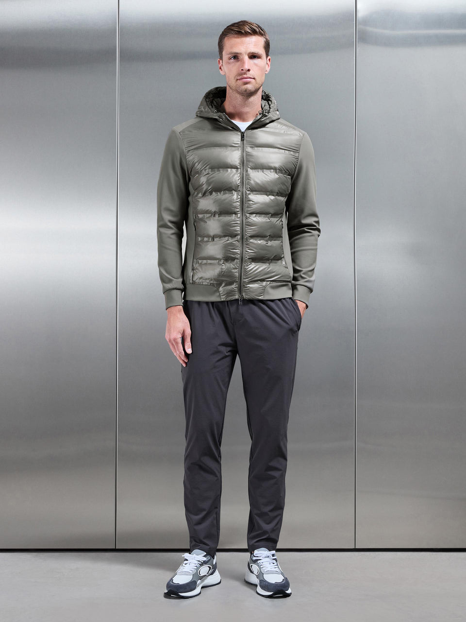Hybrid Puffer Jacket in Olive