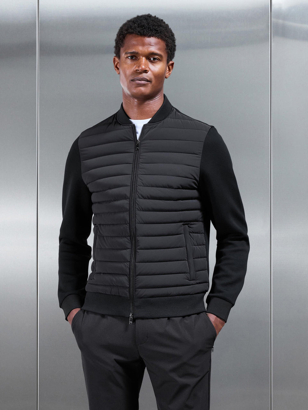 Quilted Bomber Jacket in Black main image 0