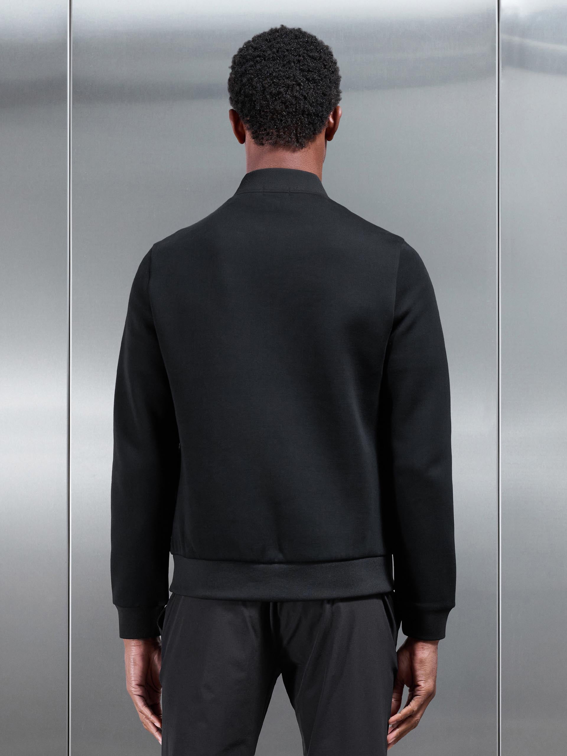 Hybrid Quilted Bomber Jacket in Black