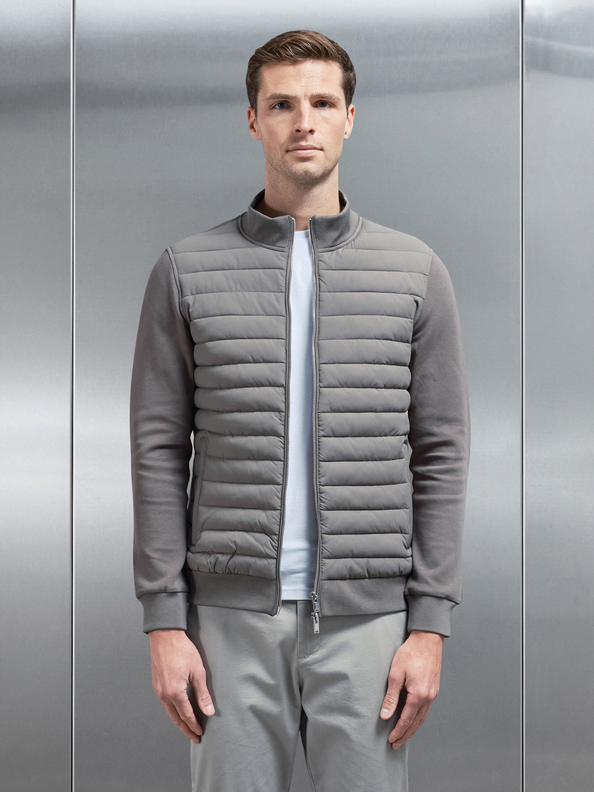 Hybrid Quilted Jacket in Taupe