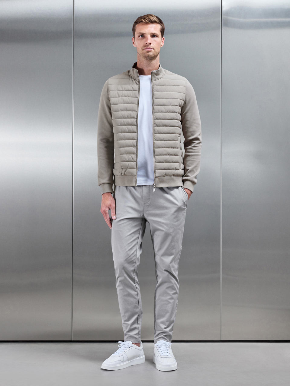 Hybrid Quilted Jacket in Taupe