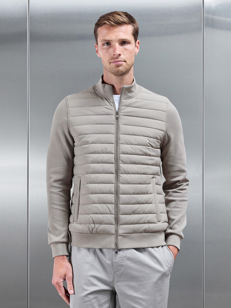 Hybrid Quilted Jacket in Taupe