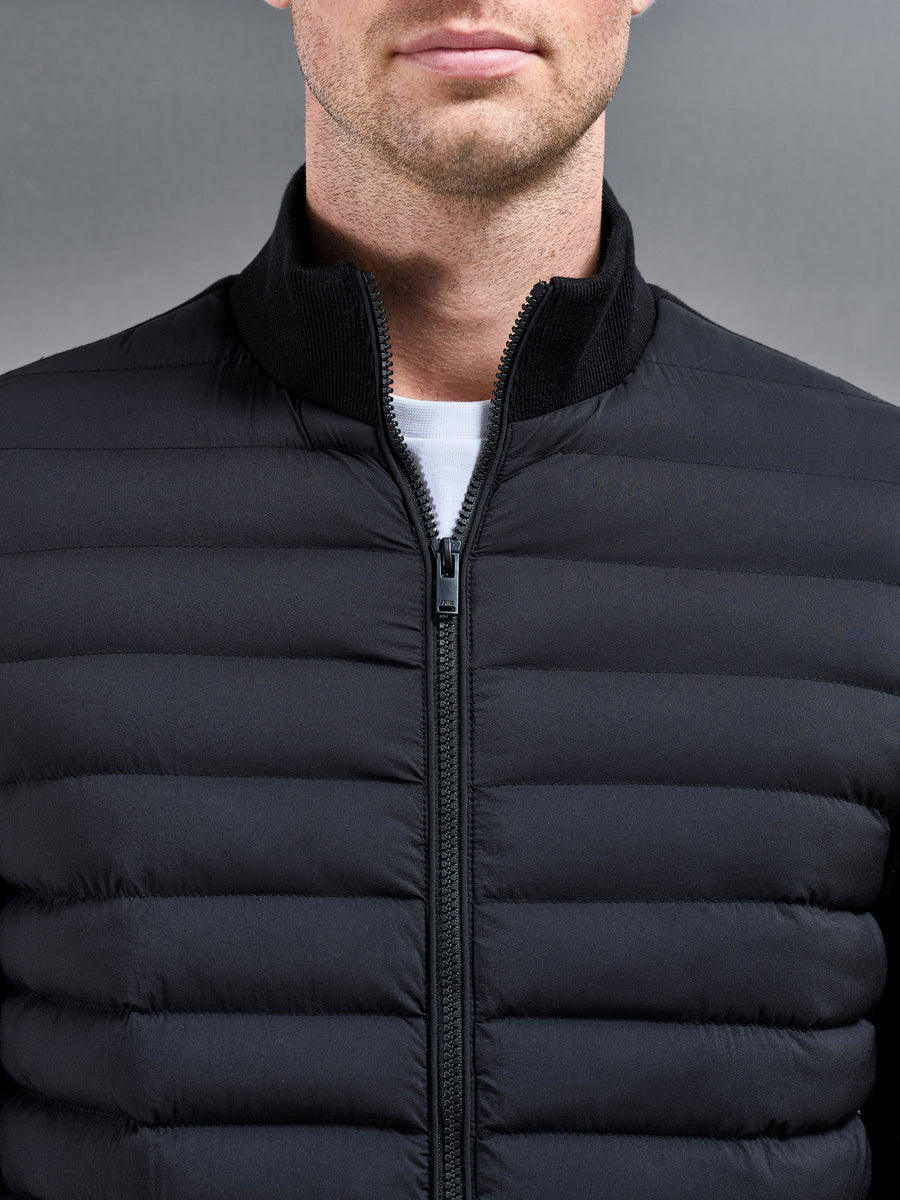 Hybrid Quilted Knitted Jacket in Black