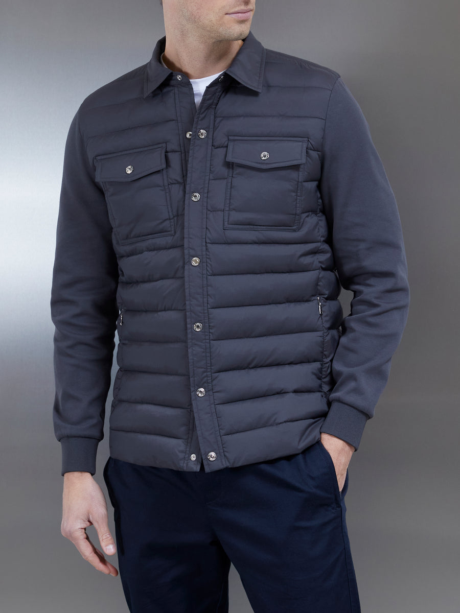 Hybrid Quilted Overshirt in Grey