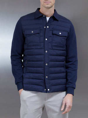 Hybrid Quilted Overshirt in Navy