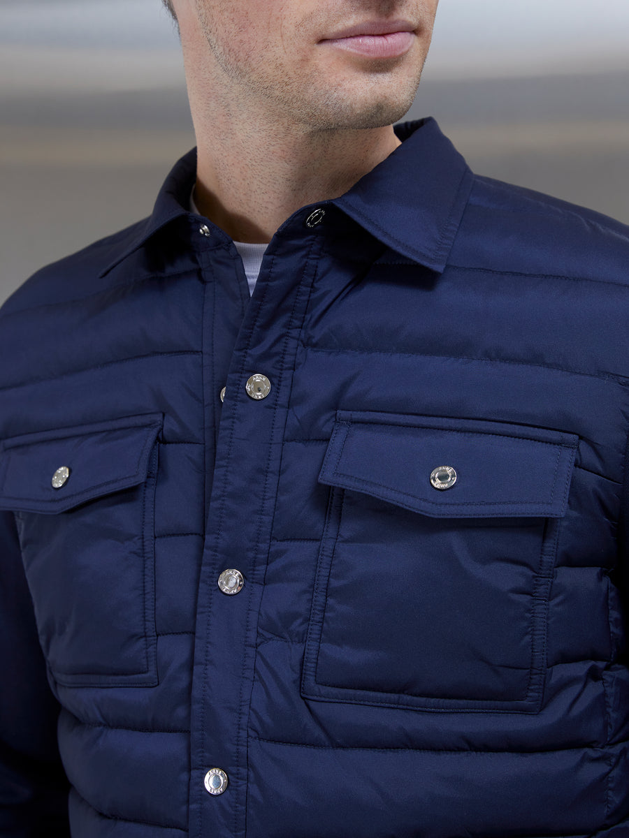 Hybrid Quilted Overshirt in Navy