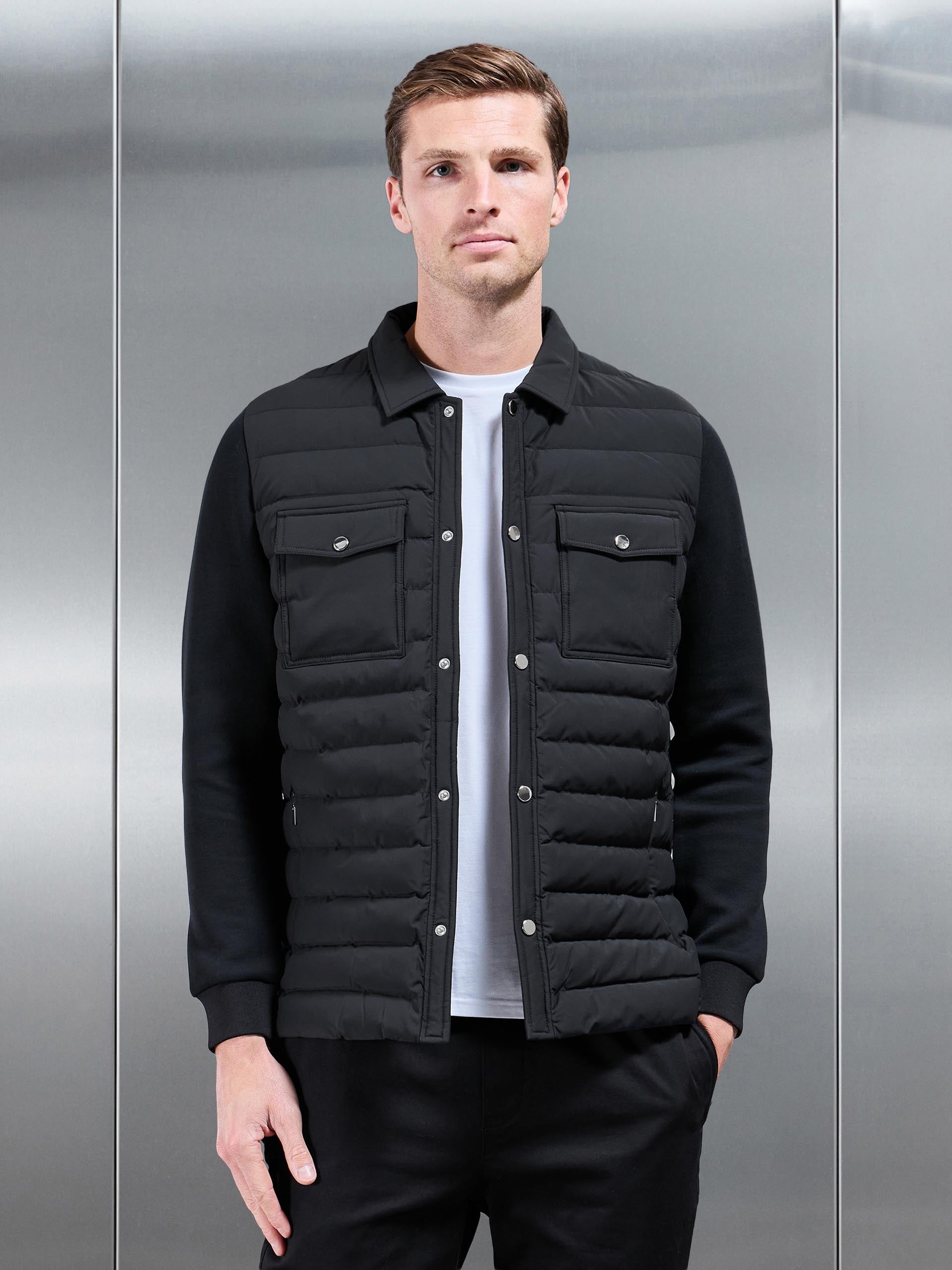 Hybrid Quilted Overshirt in Black