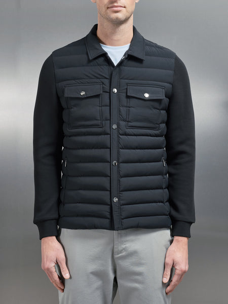 Hybrid Quilted Overshirt in Black