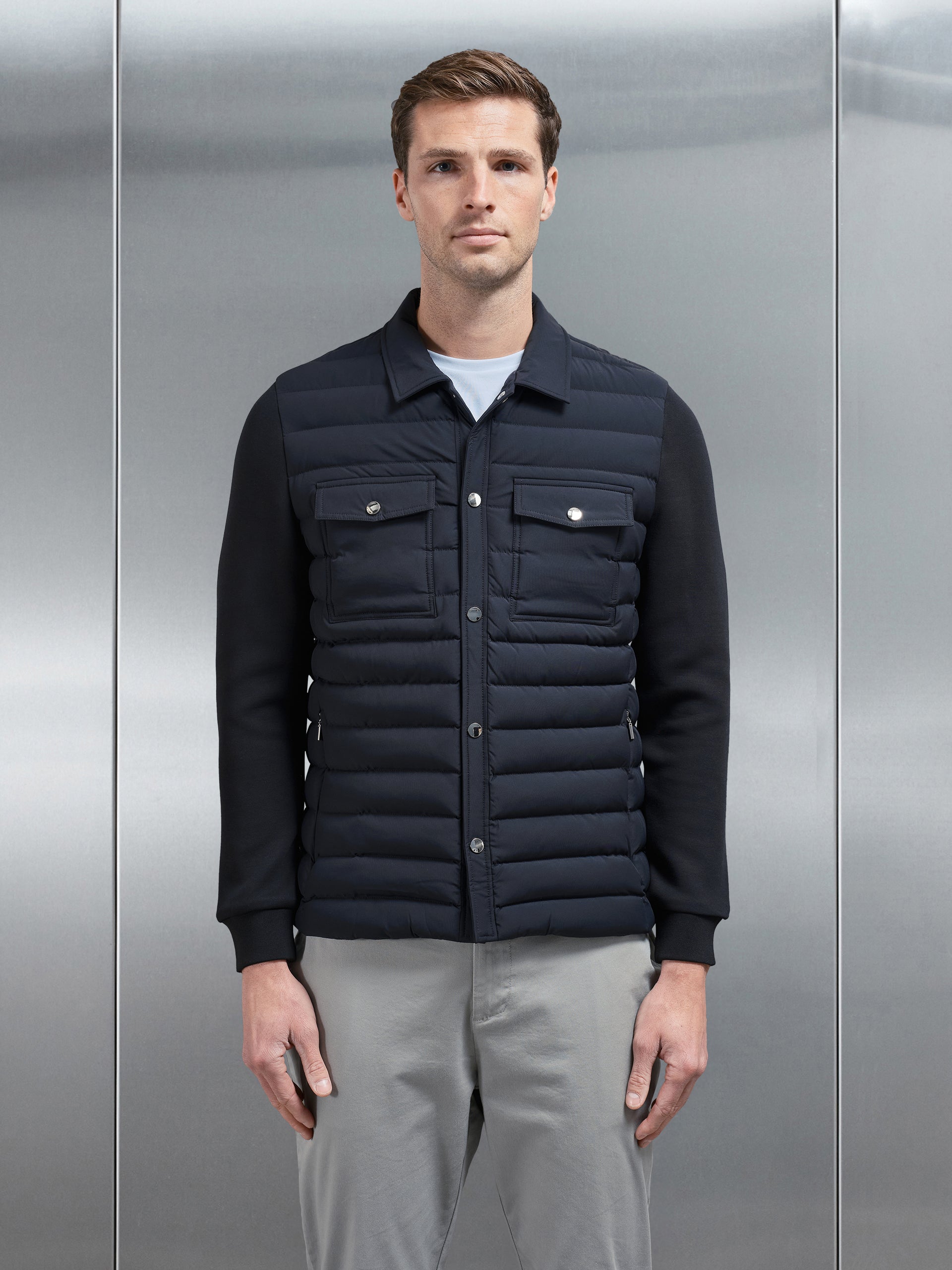 Hybrid Quilted Overshirt in Black