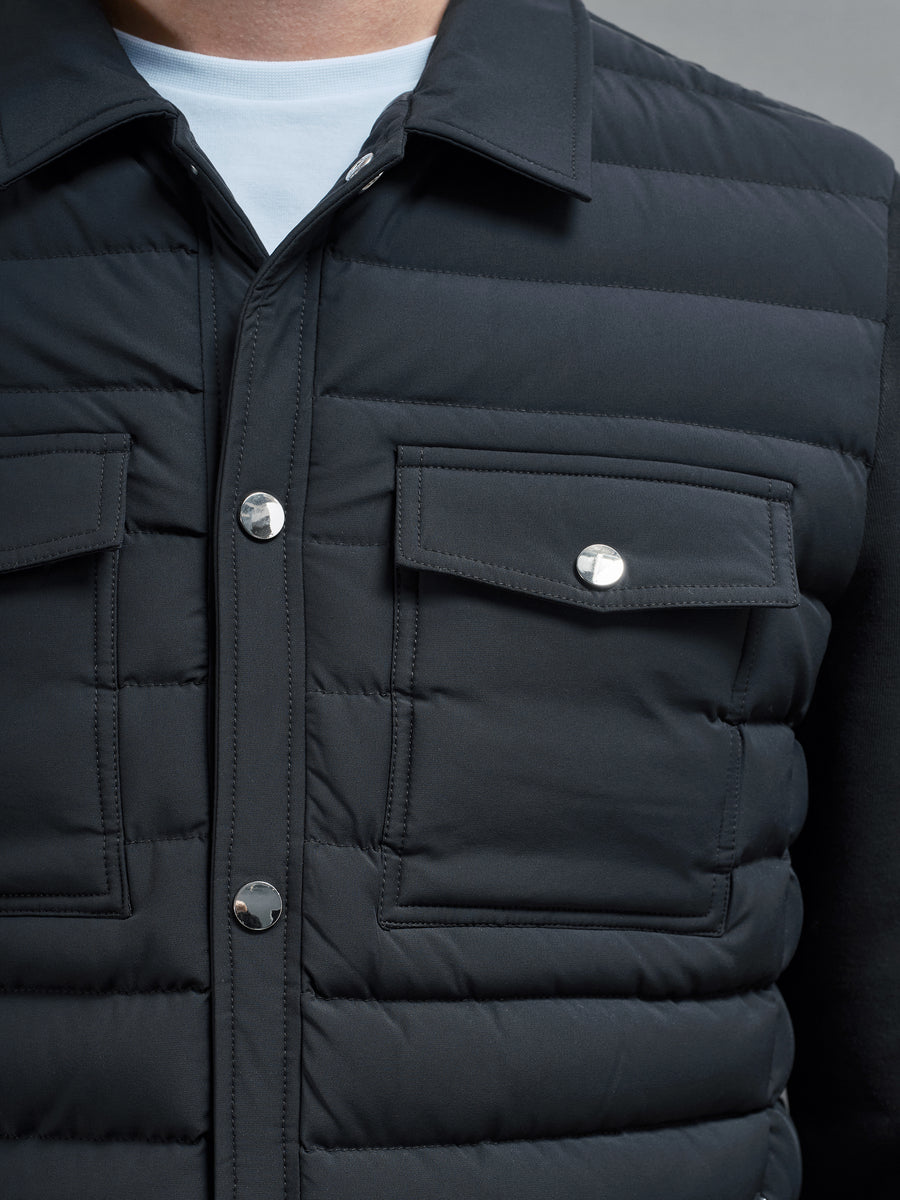 Hybrid Quilted Overshirt in Black