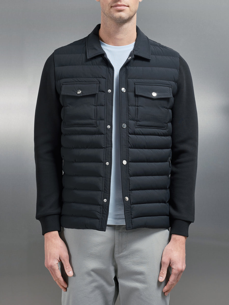 Hybrid Quilted Overshirt in Black