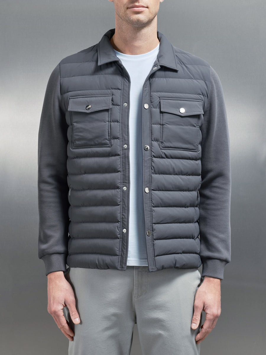 Hybrid Quilted Overshirt in Grey