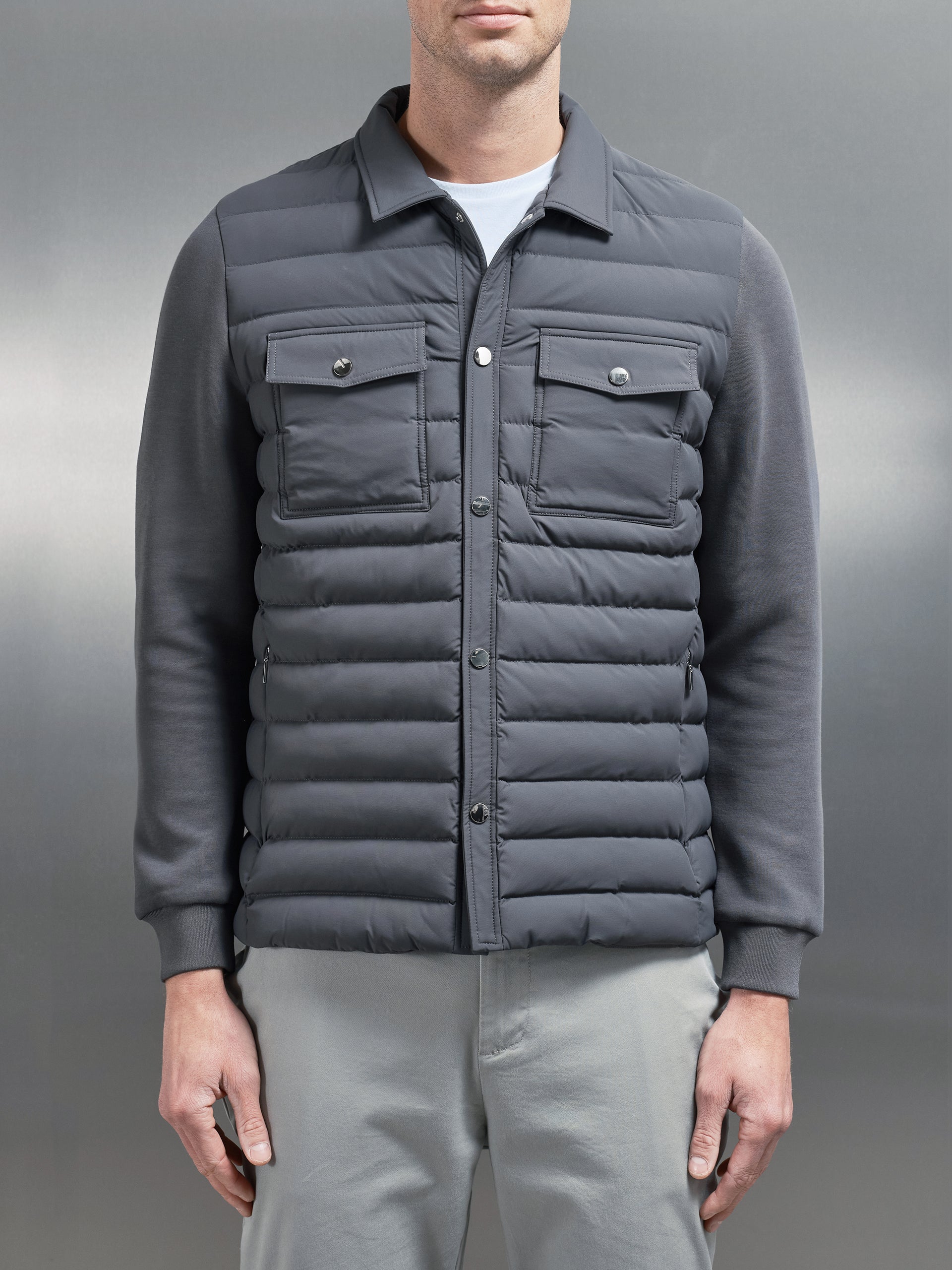 Hybrid Quilted Overshirt in Grey