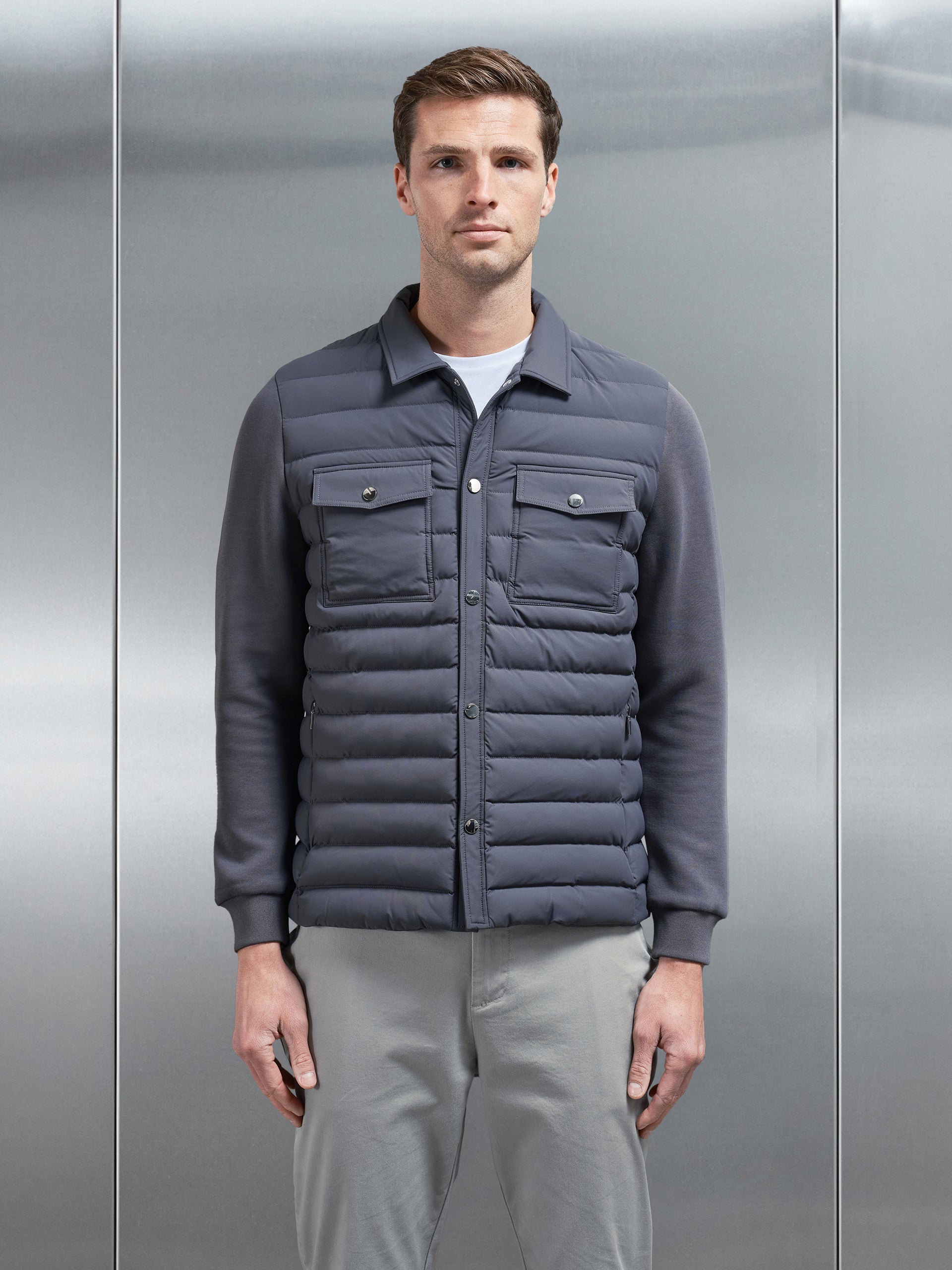 Hybrid Quilted Overshirt in Grey