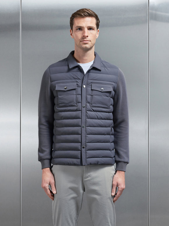 Hybrid Quilted Overshirt in Grey