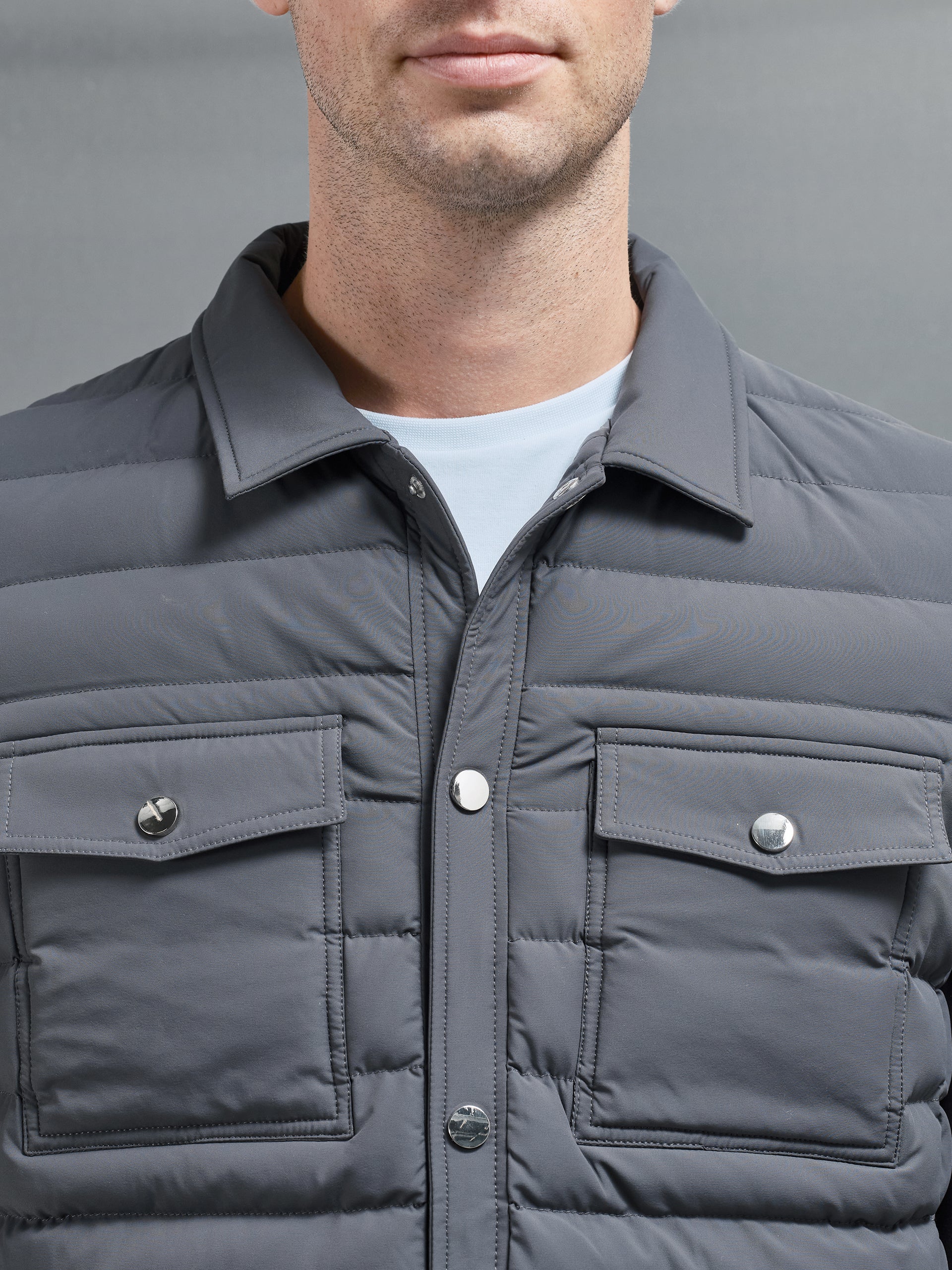 Hybrid Quilted Overshirt in Grey