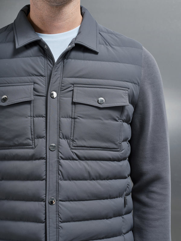 Hybrid Quilted Overshirt in Grey