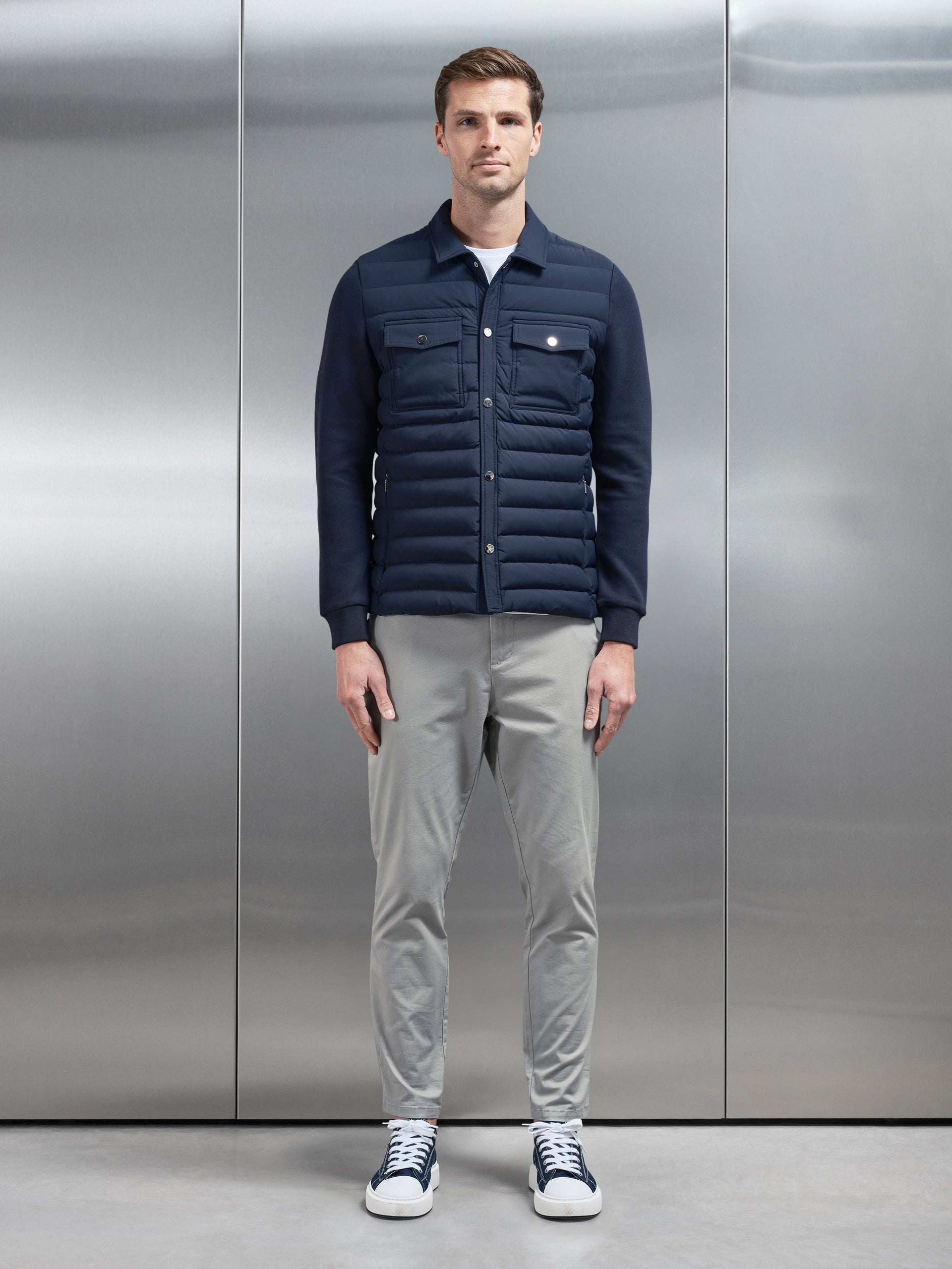 Hybrid Quilted Overshirt in Navy