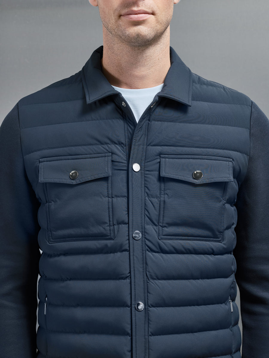 Hybrid Quilted Overshirt in Navy