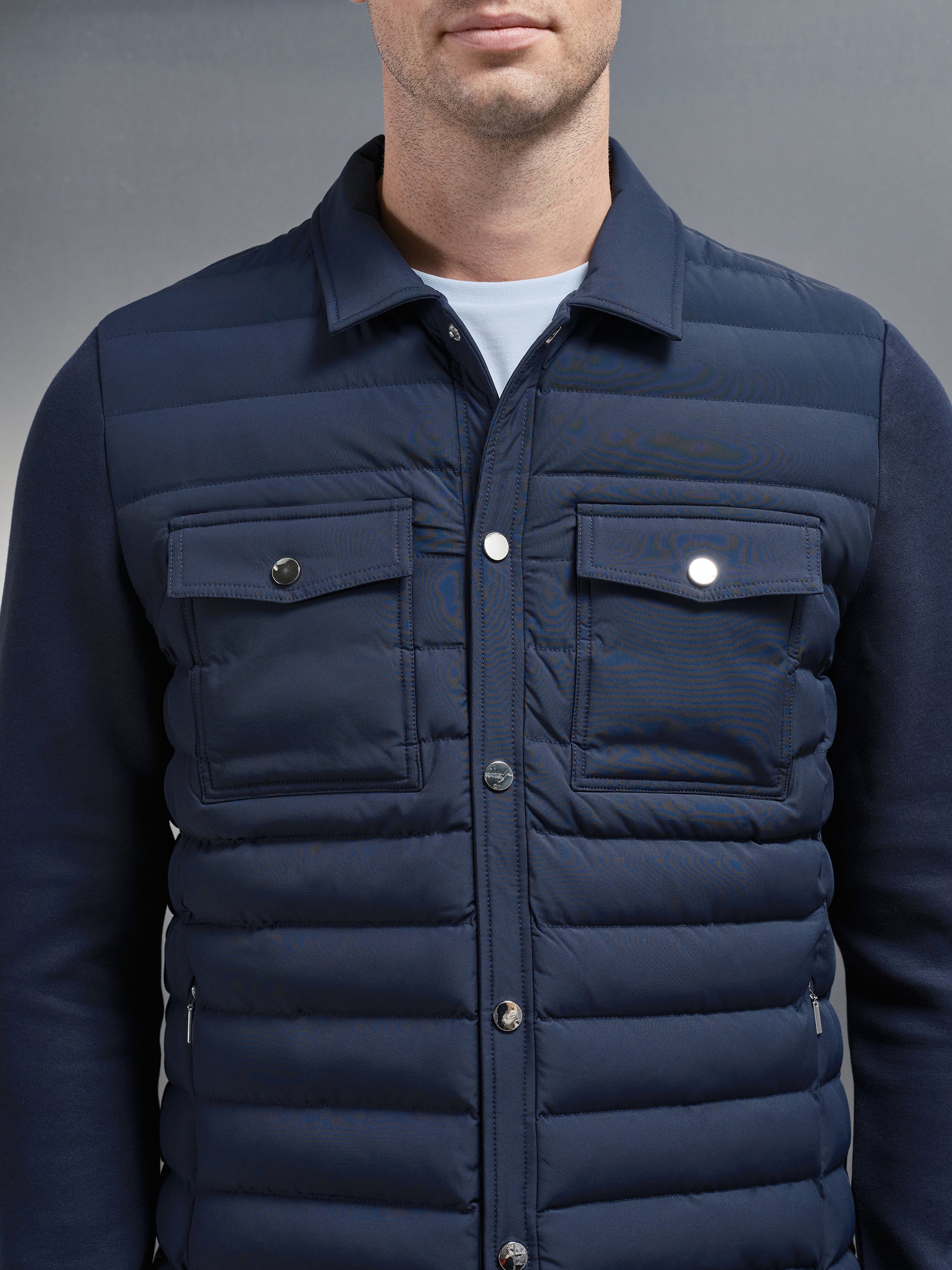 Hybrid Quilted Overshirt in Navy