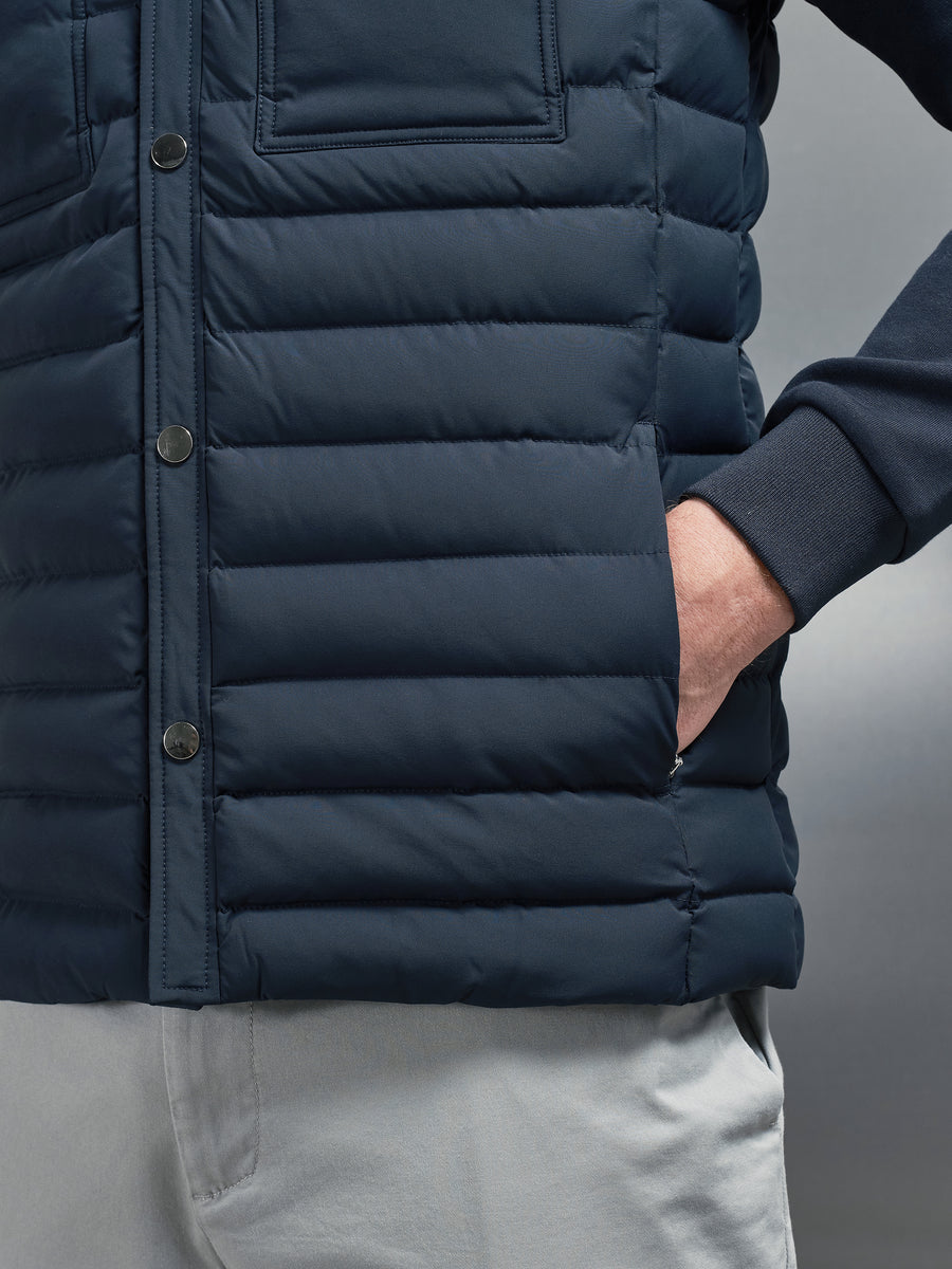 Hybrid Quilted Overshirt in Navy