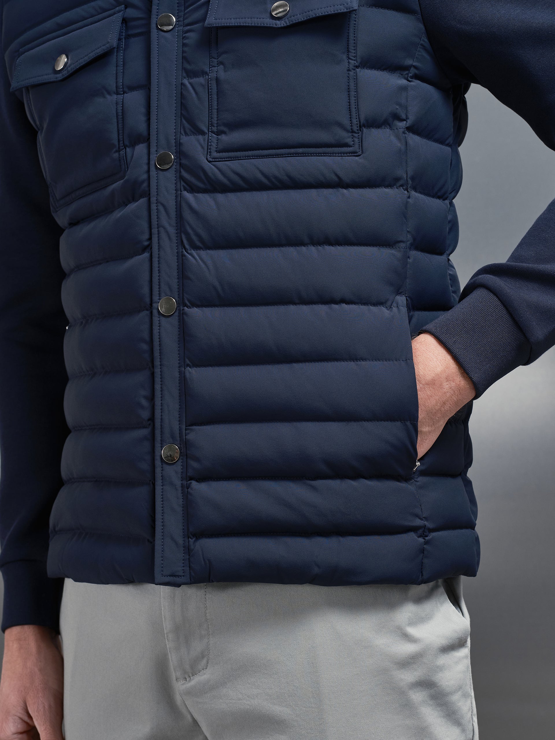 Hybrid Quilted Overshirt in Navy