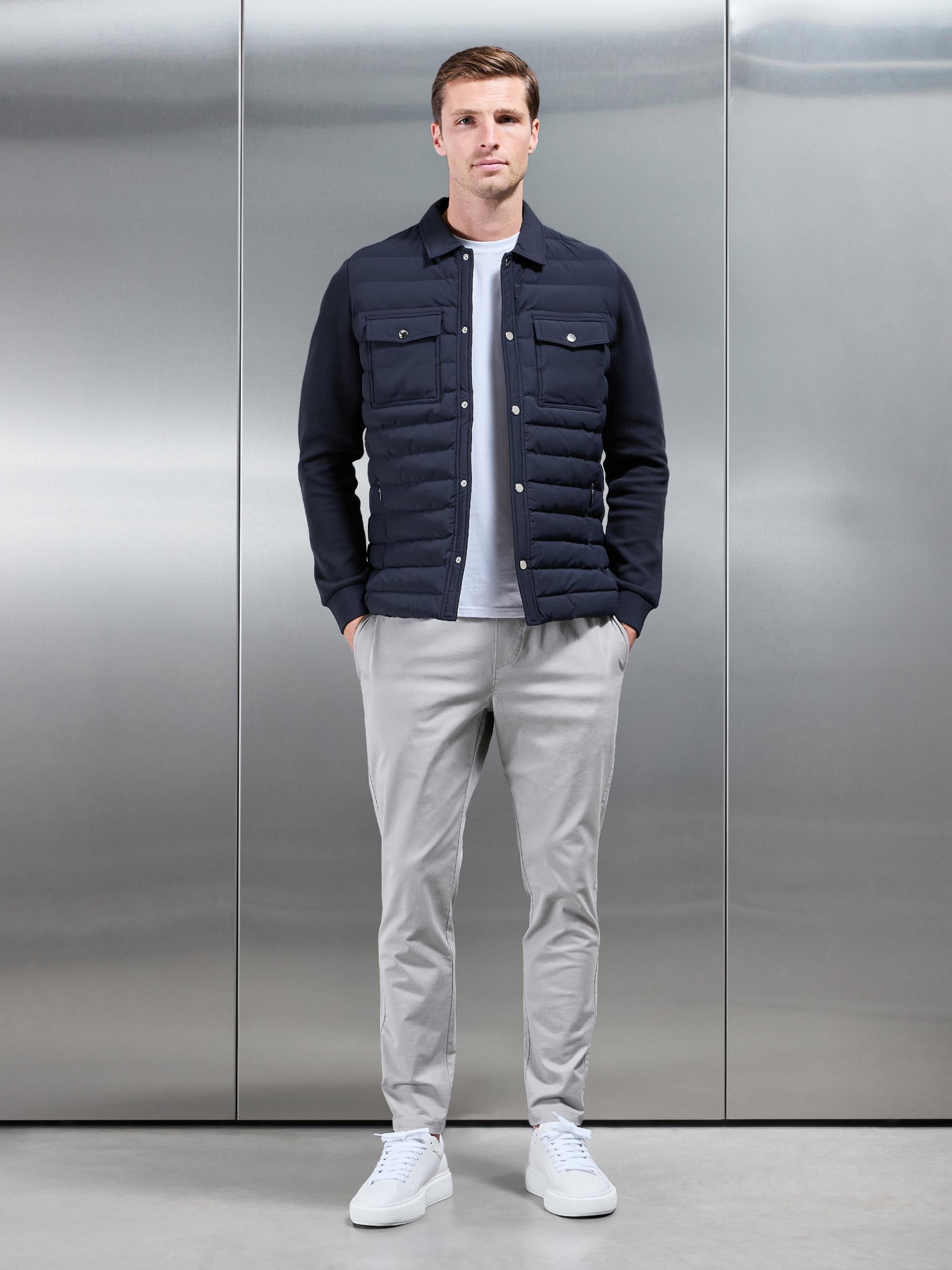Hybrid Quilted Overshirt in Navy
