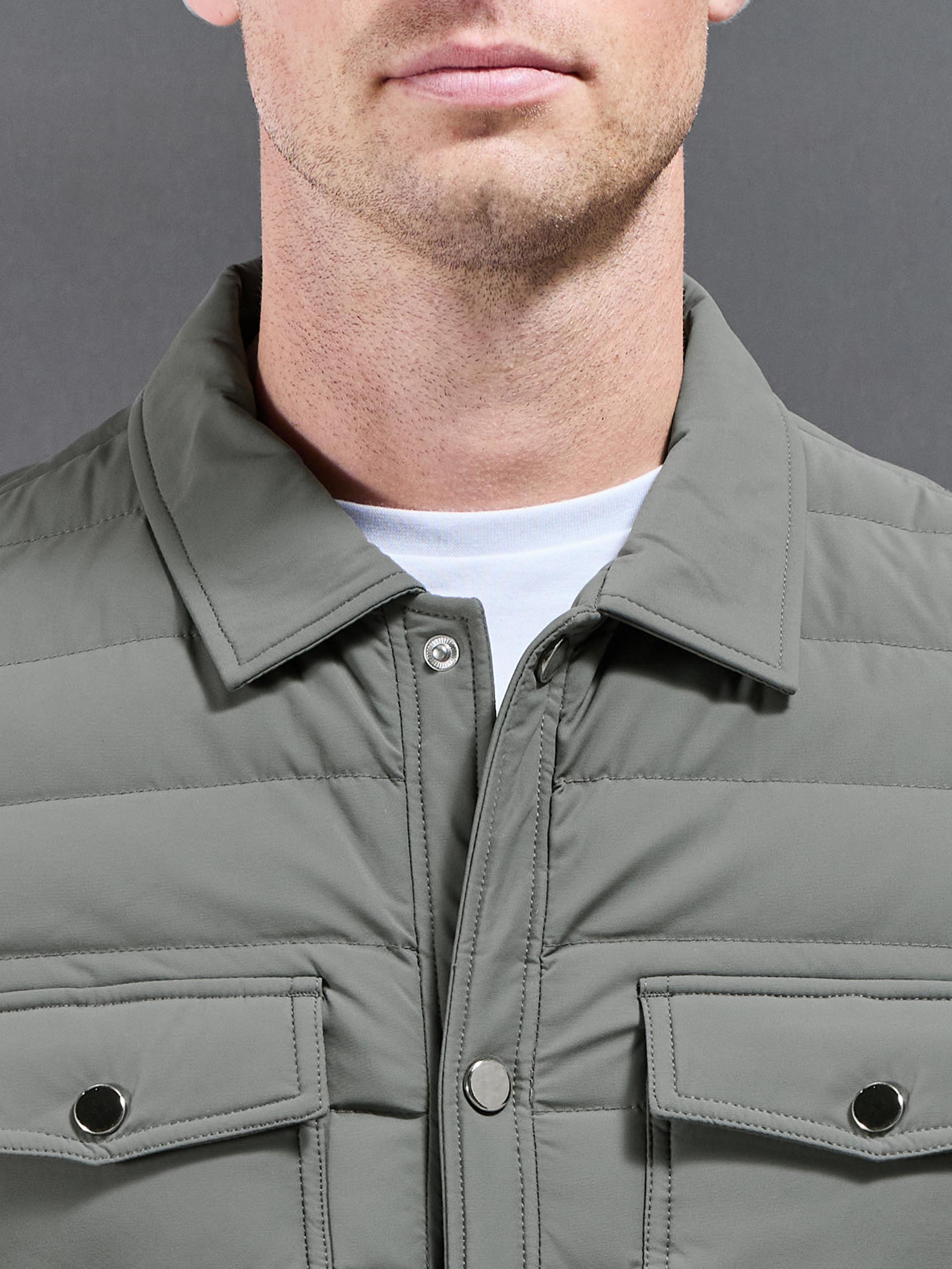 Hybrid Quilted Overshirt in Sage