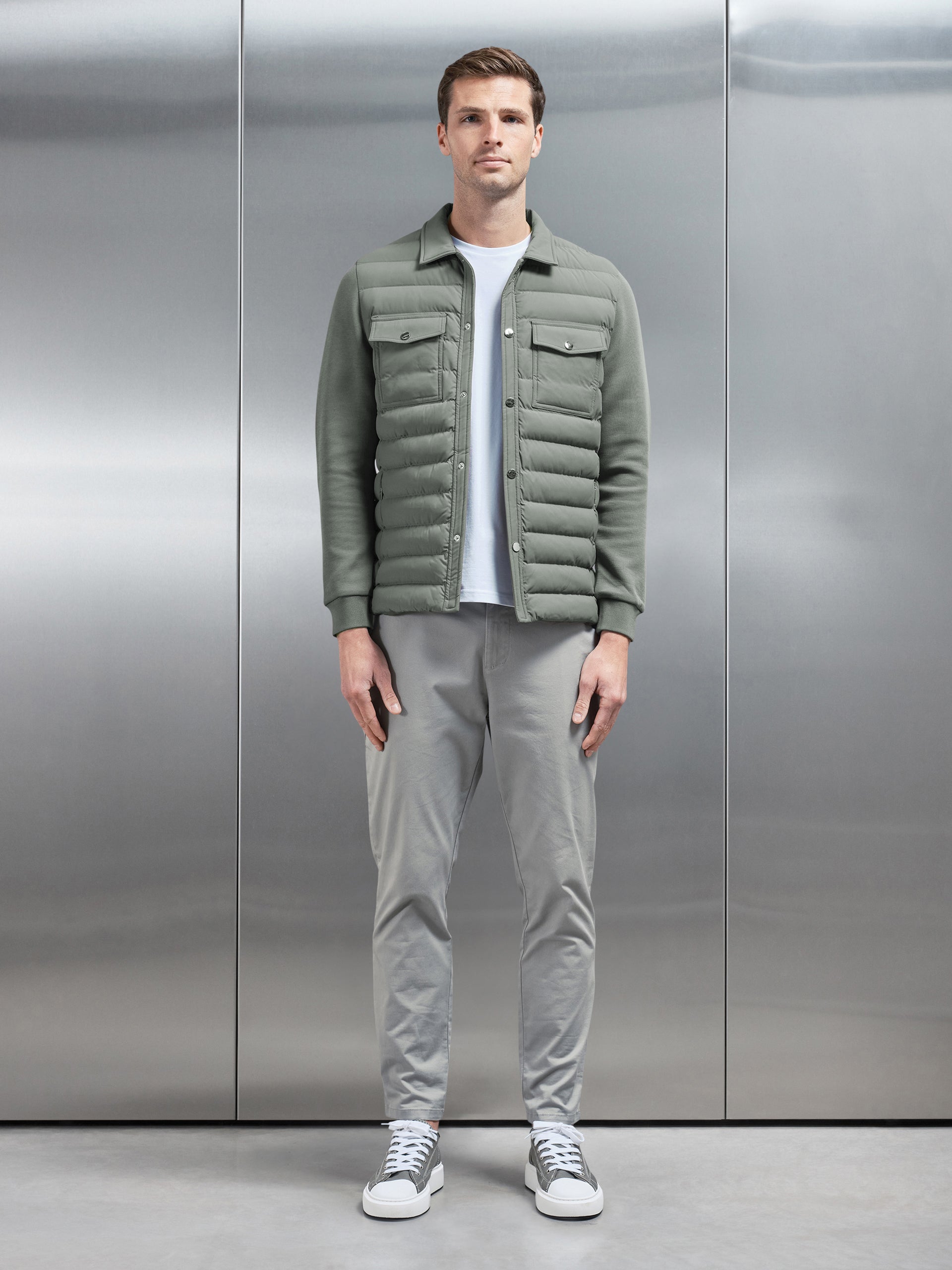 Hybrid Quilted Overshirt in Sage