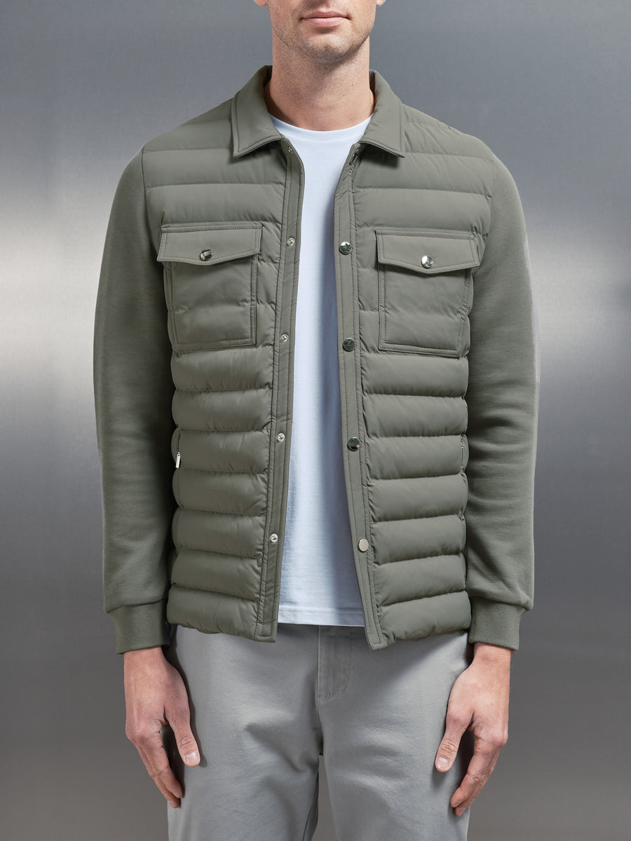 Hybrid Quilted Overshirt in Sage