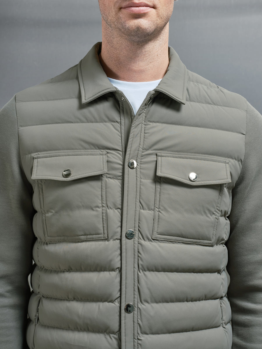 Hybrid Quilted Overshirt in Sage