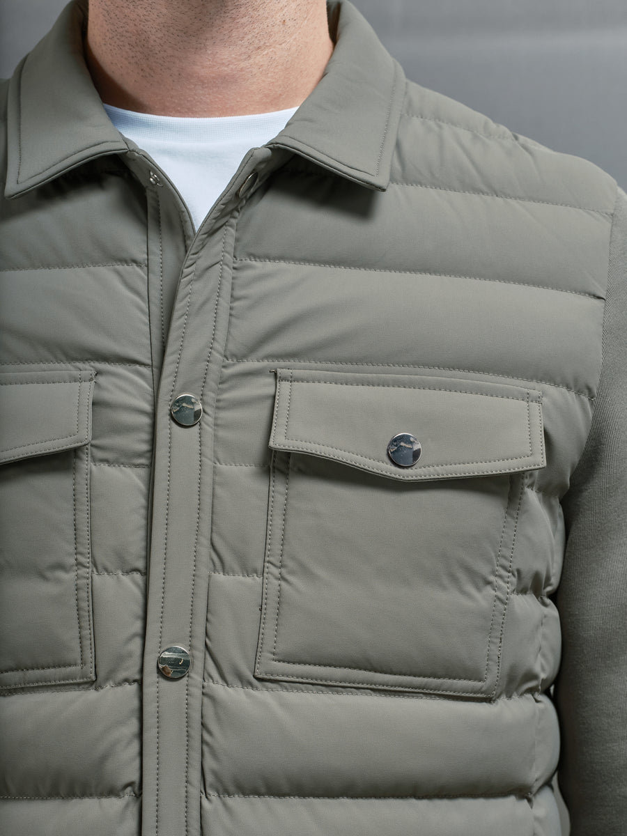 Hybrid Quilted Overshirt in Sage