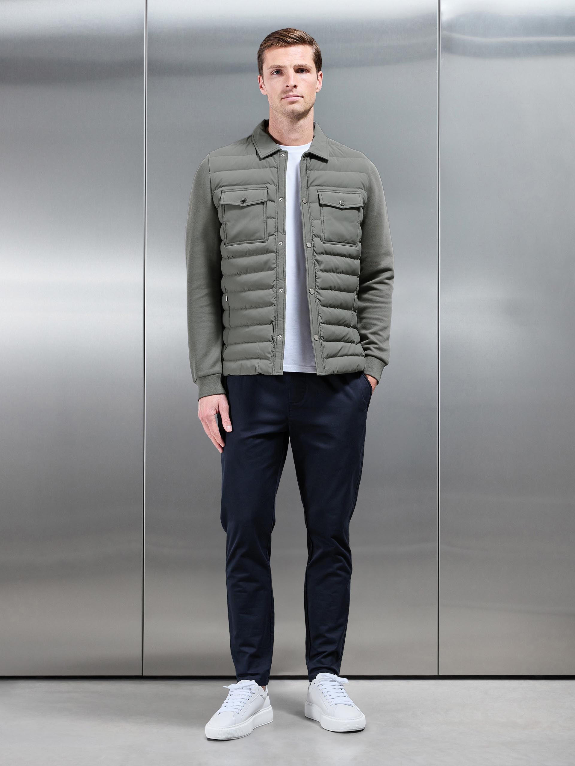 Hybrid Quilted Overshirt in Sage