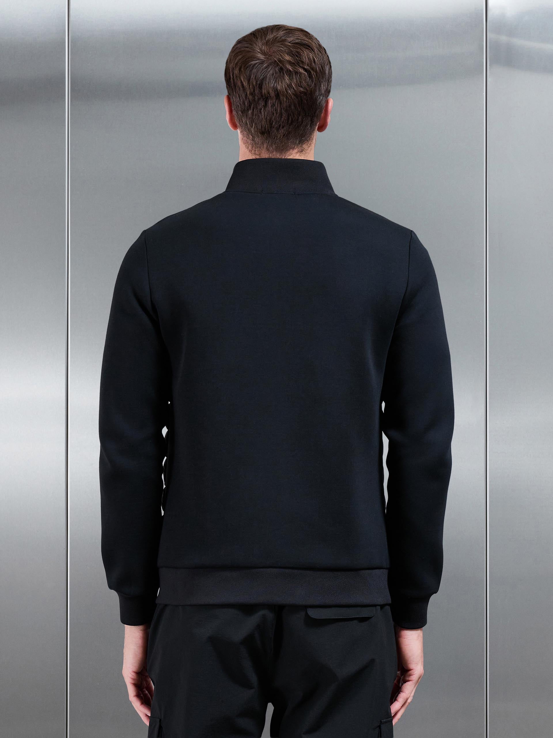 Hybrid Quilted Technical Funnel Neck Jacket in Black