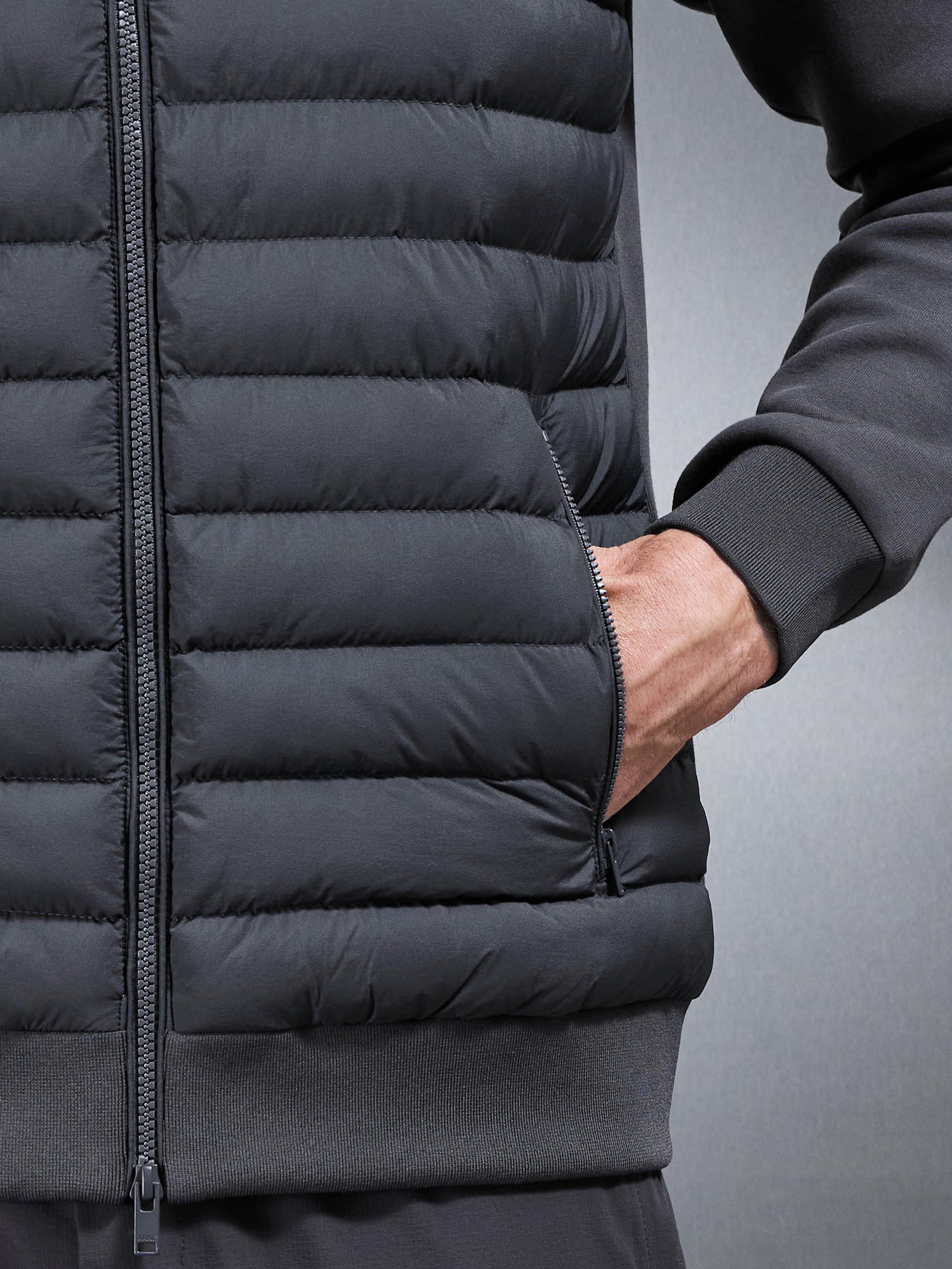 Hybrid Quilted Technical Funnel Neck Jacket in Grey