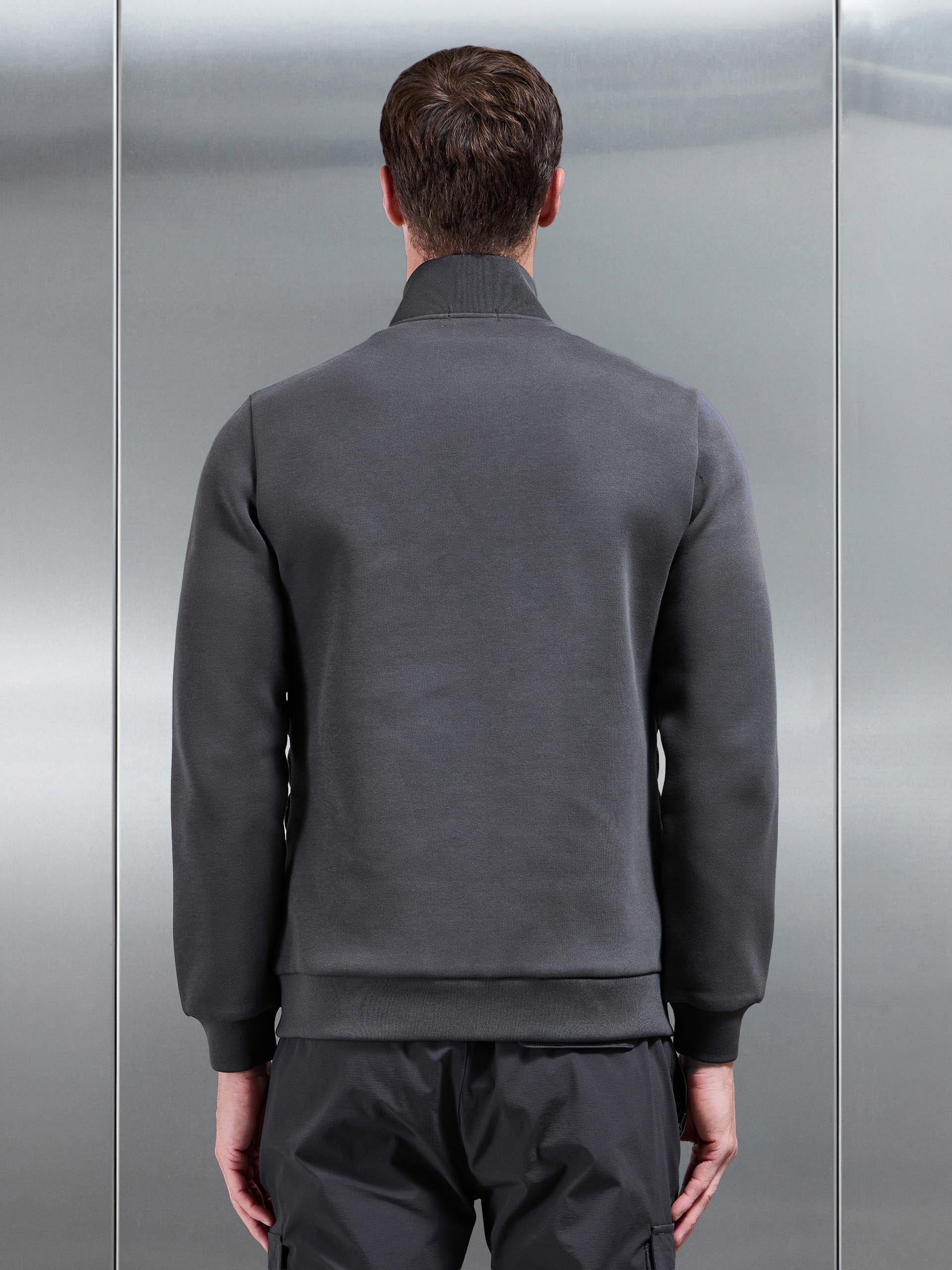 Hybrid Quilted Technical Funnel Neck Jacket in Grey