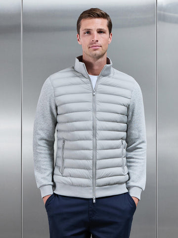 Hybrid Quilted Technical Funnel Neck Jacket in Marl Grey