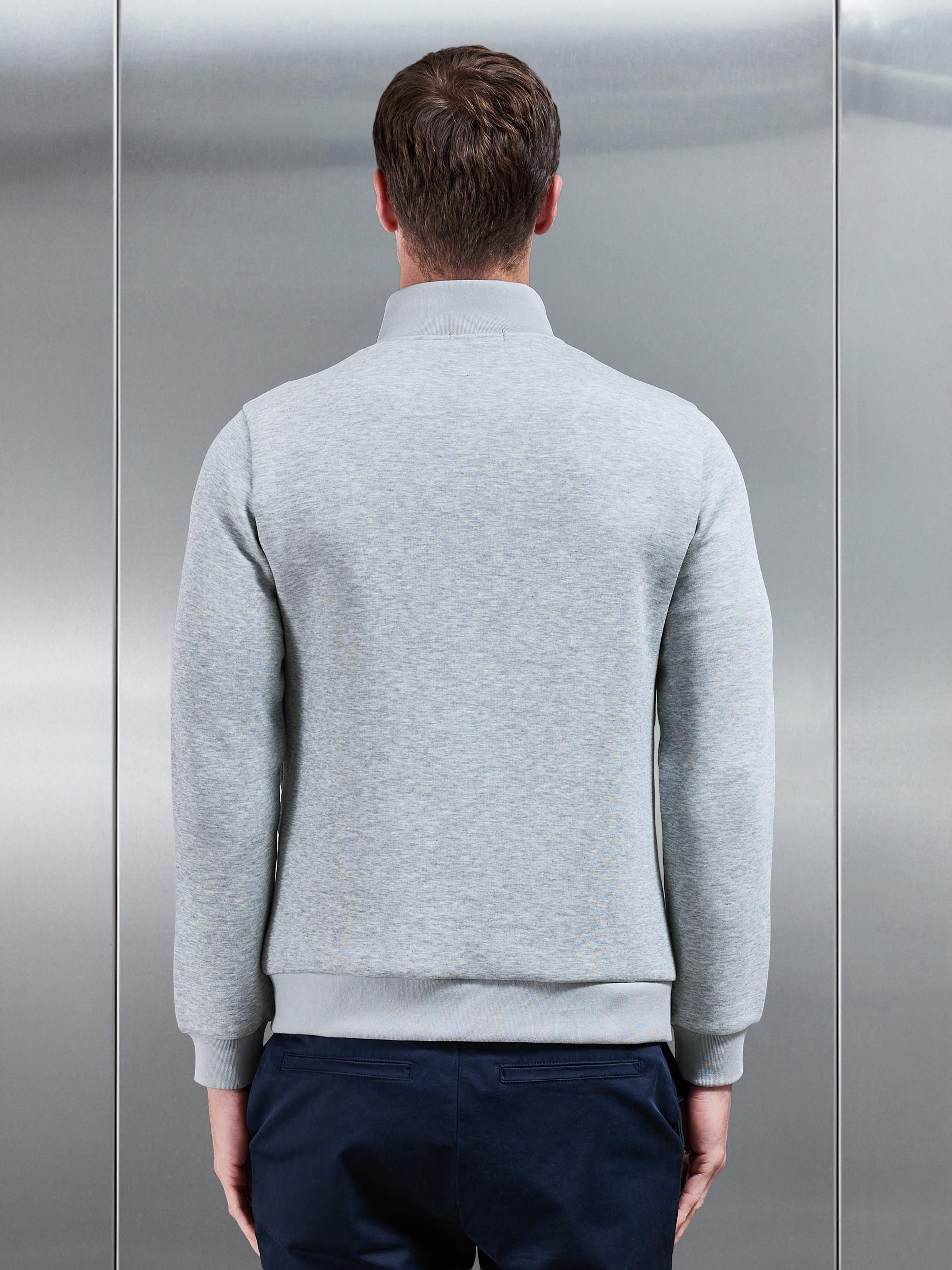 Hybrid Quilted Technical Funnel Neck Jacket in Marl Grey