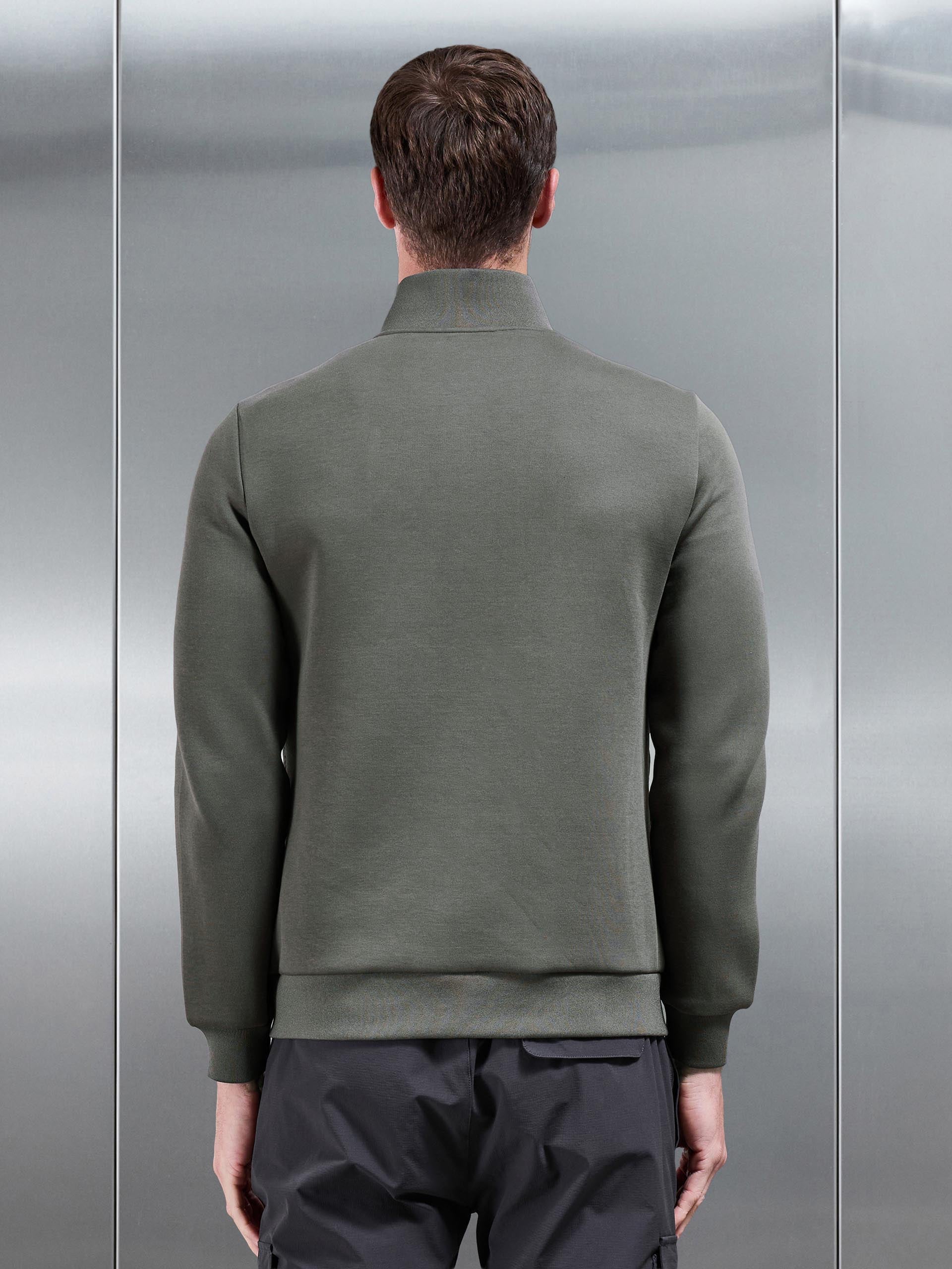 Hybrid Quilted Technical Funnel Neck Jacket in Olive