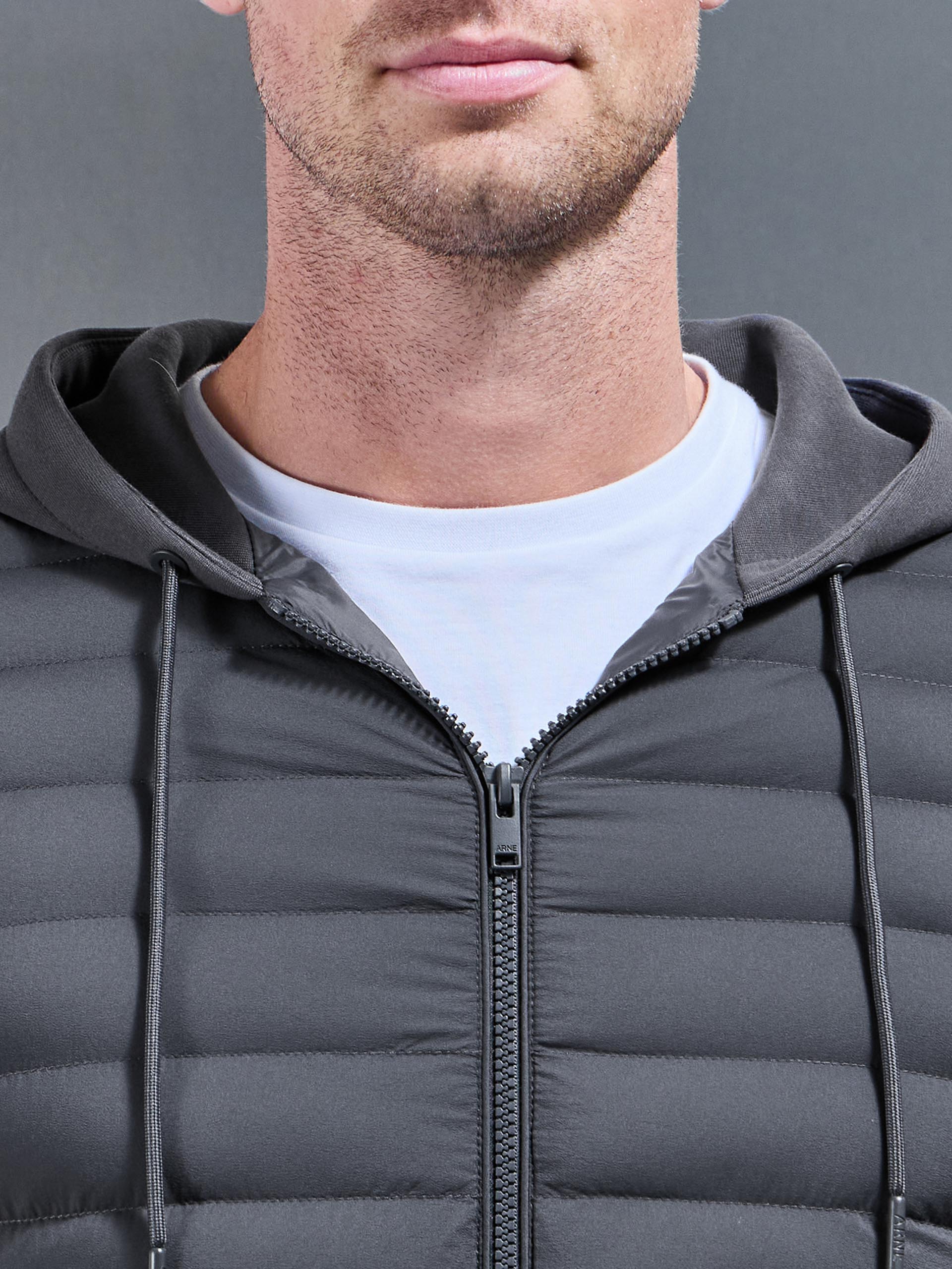 Hybrid Quilted Technical Windbreaker in Grey