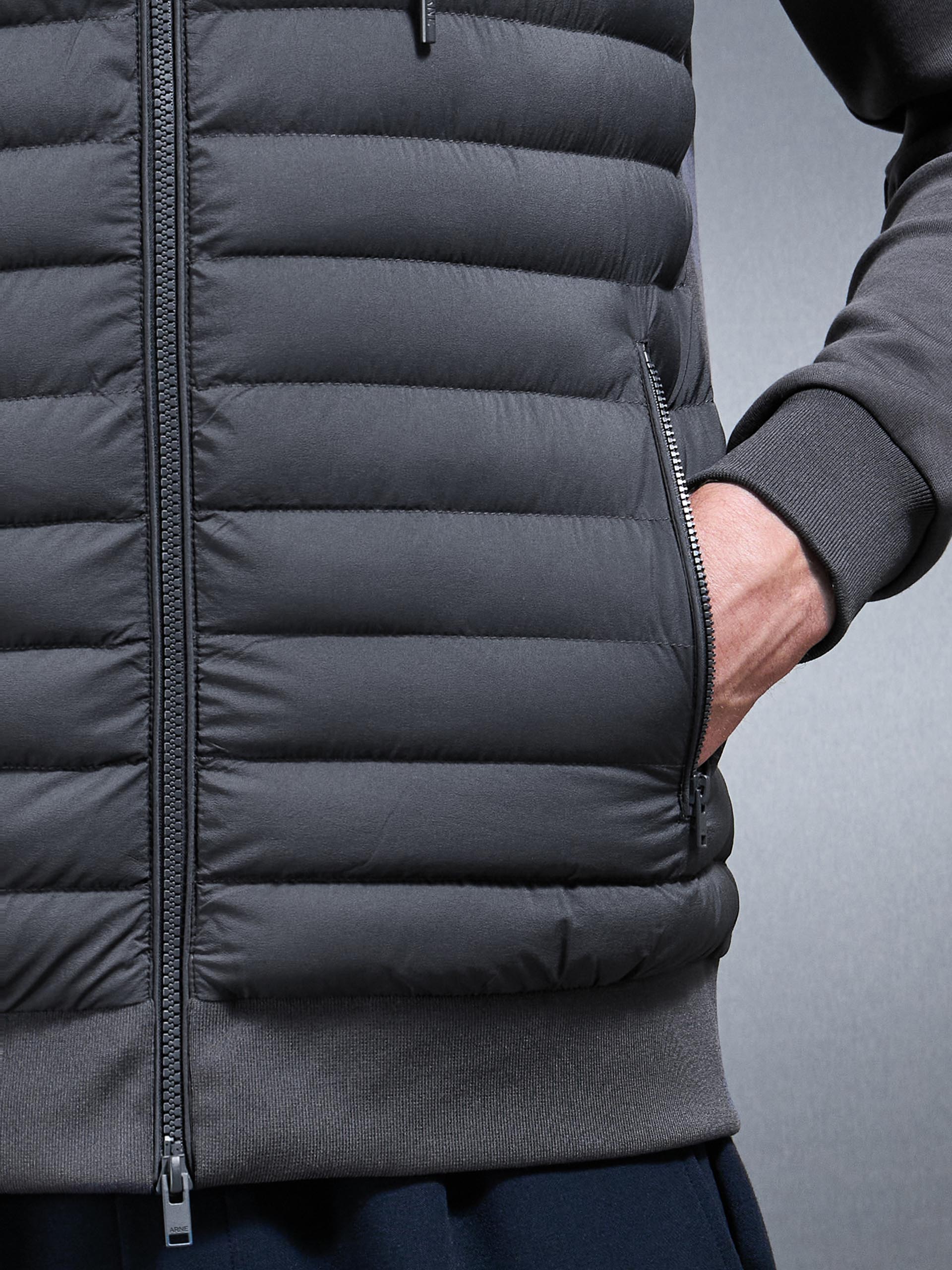 Hybrid Quilted Technical Windbreaker in Grey
