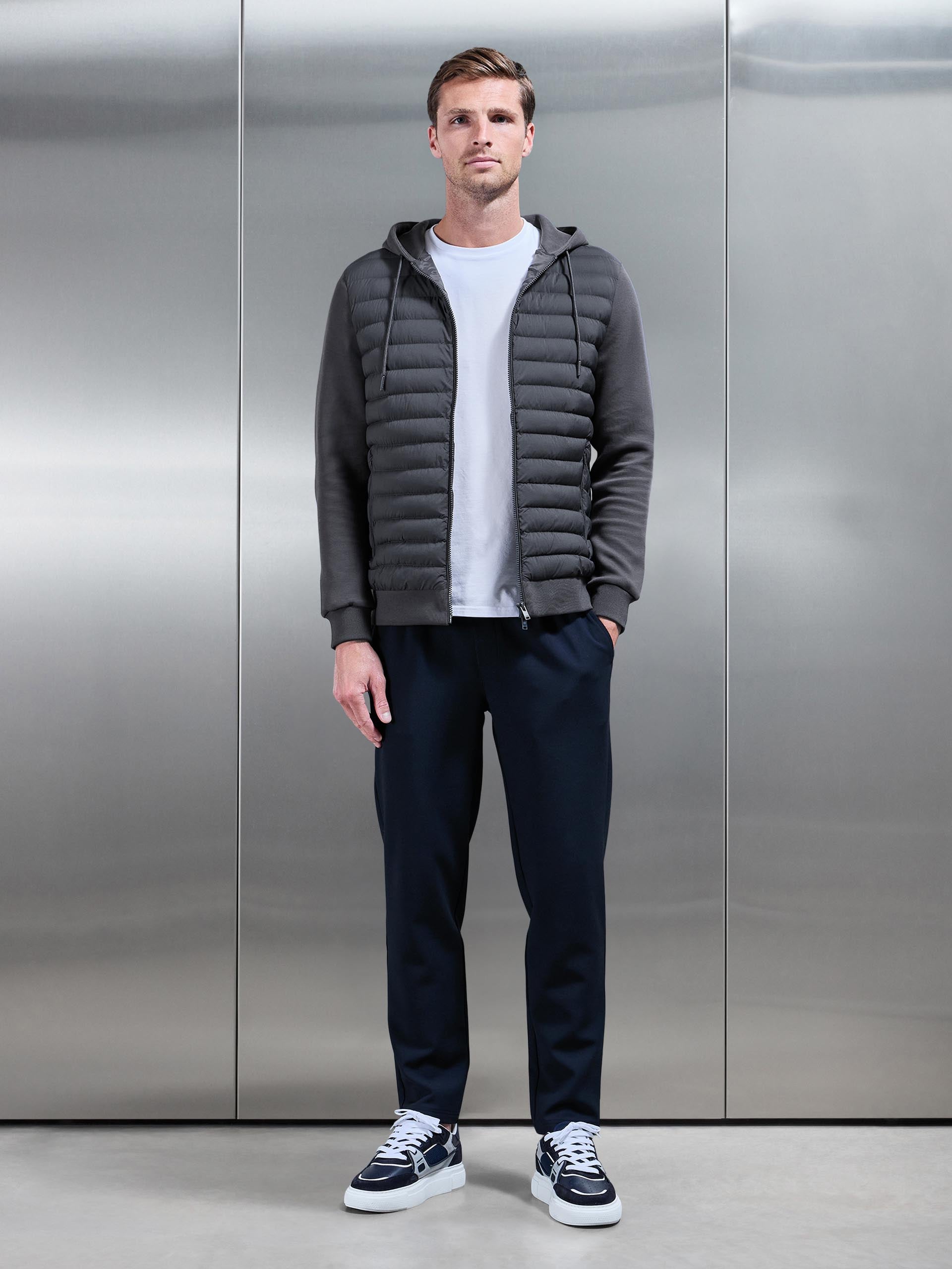 Hybrid Quilted Technical Windbreaker in Grey